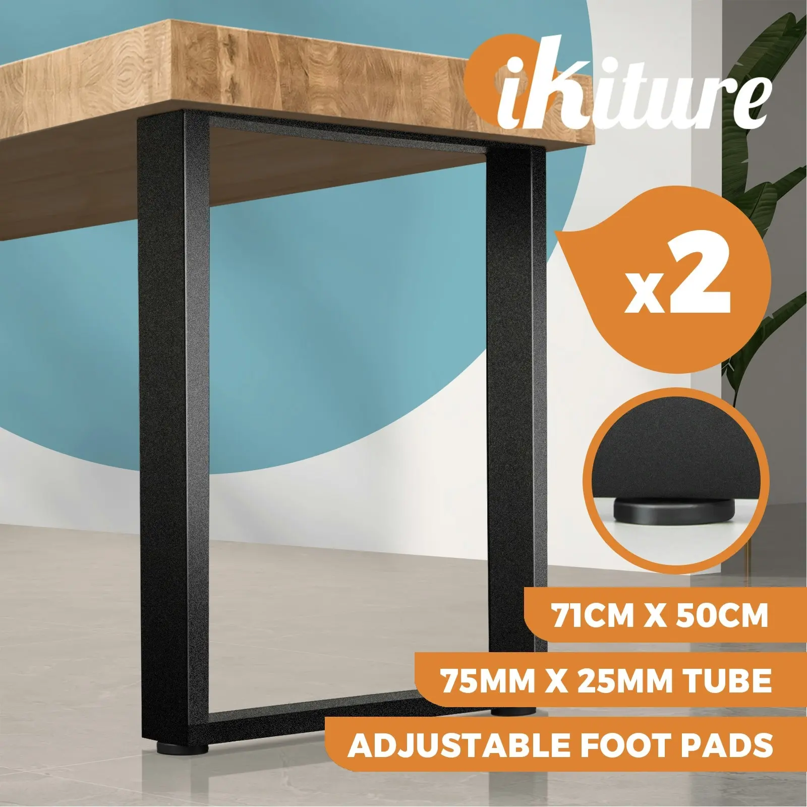 Oikiture 2X Coffee Dining Table Legs Bench Box Steel Metal Industrial 71 X 50CM