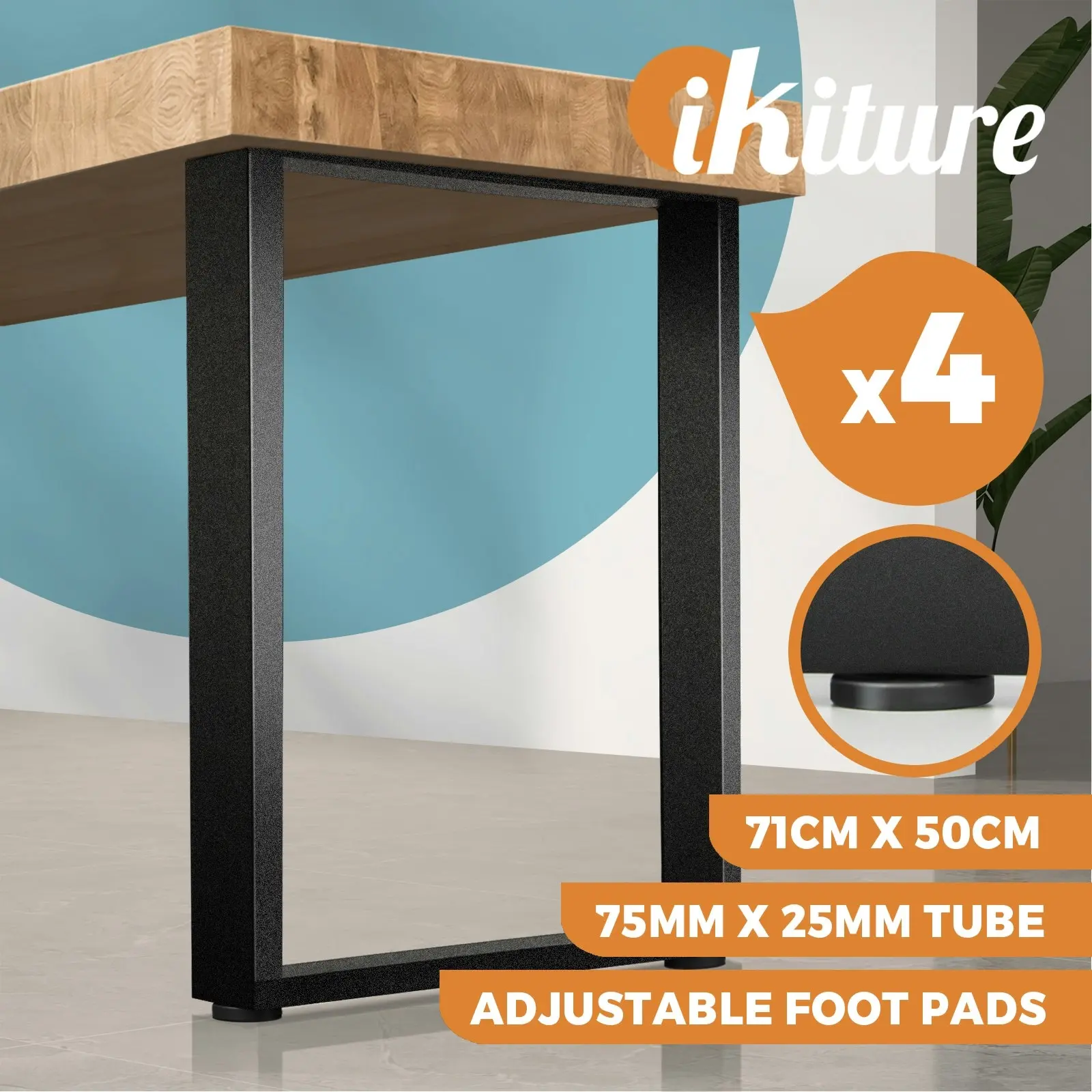 Oikiture 4X Coffee Dining Table Legs Bench Box Steel Metal Industrial 71 X 50CM