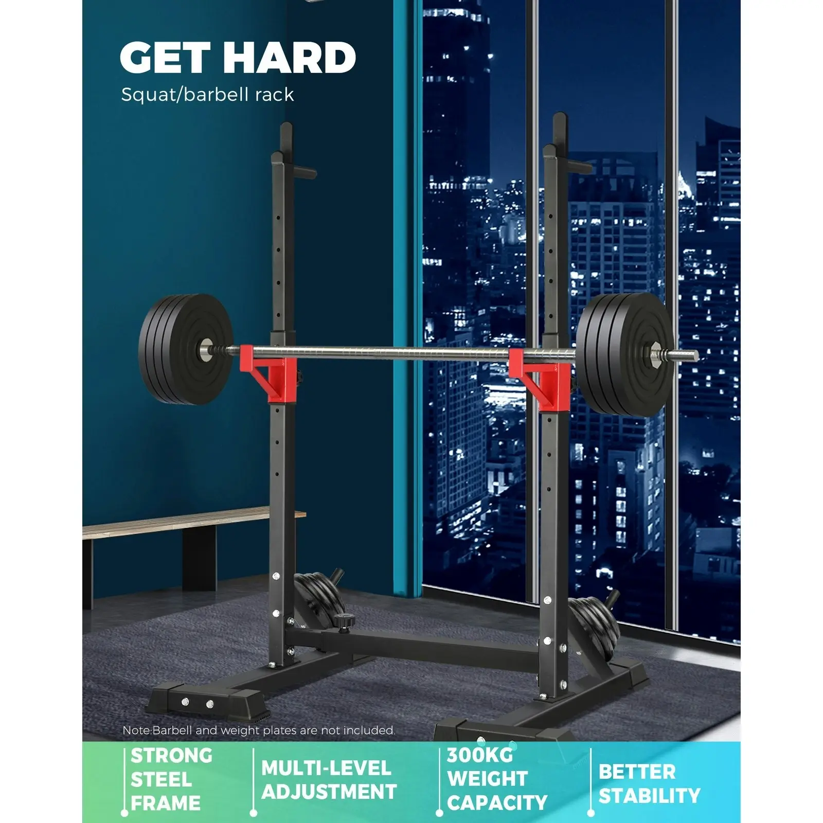 Finex Squat Rack Adjustable Barbell Rack Weight Bench Press Barbell Bar Stand