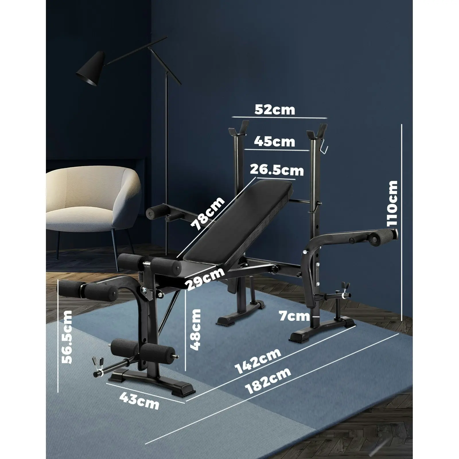 Finex Bench Press Weight Bench 8 in 1 Multi-Station Fitness Home Gym Equipment