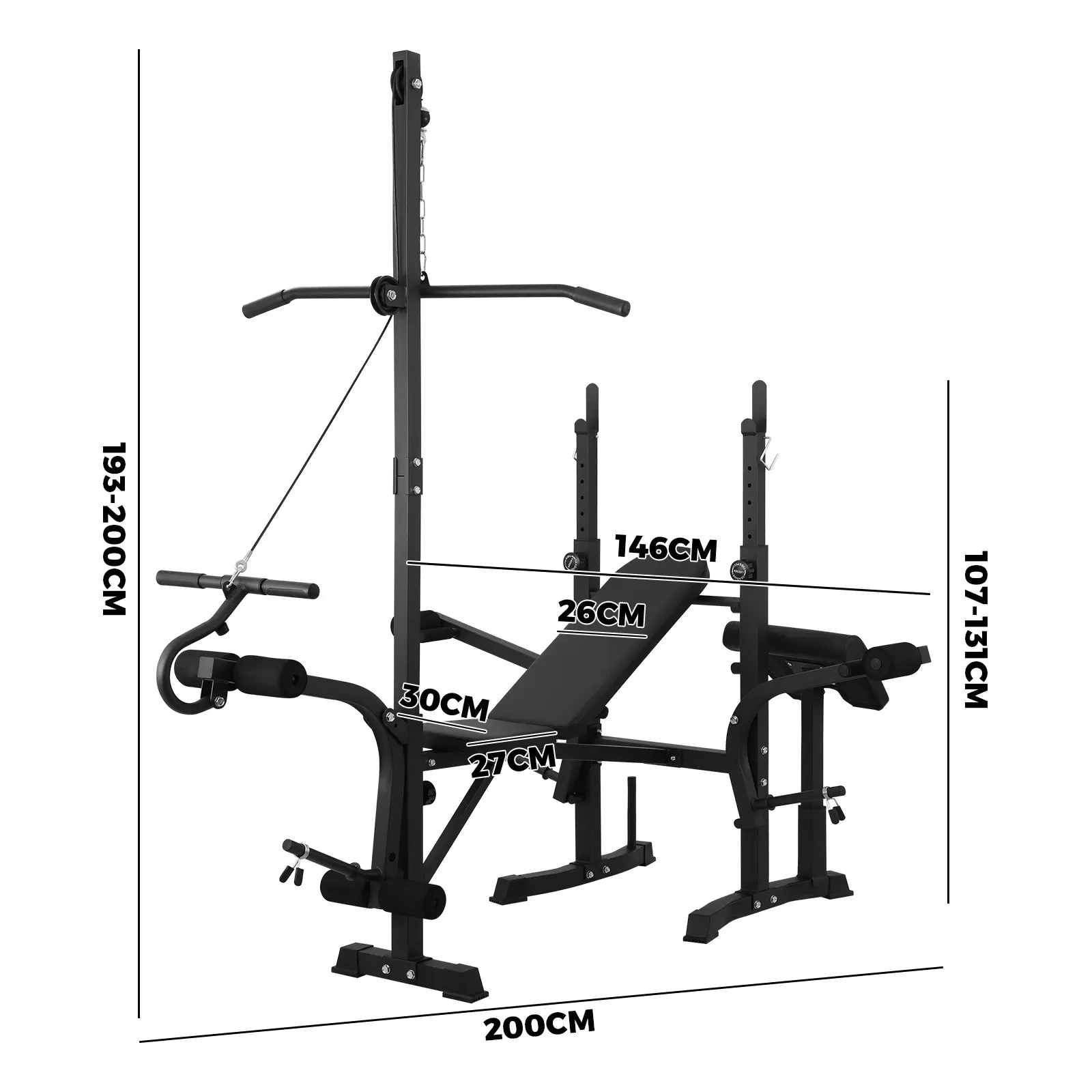 Finex Bench Press Weight Bench Multi-Station Fitness Gym Pulldown Equipment