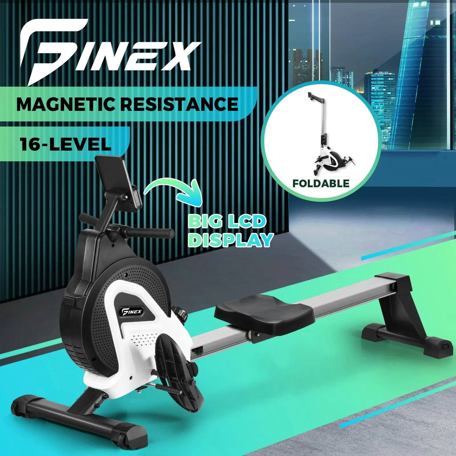 Finex Rowing Machine Rower Magnetic Resistance Fitness Workout Home Gym Cardio