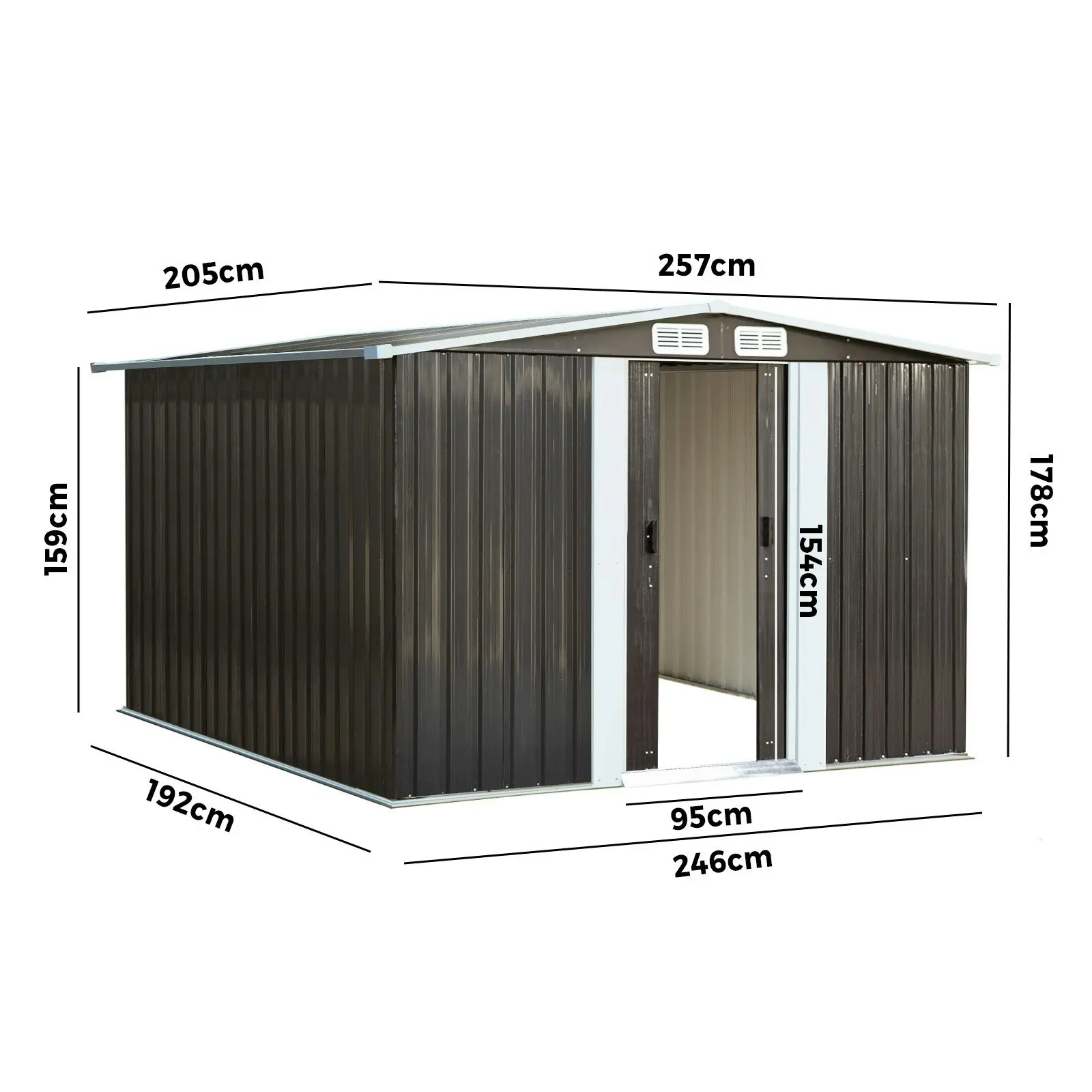 Livsip Garden Shed Outdoor Storage Sheds 2.57x2.05M Workshop Cabin Metal House