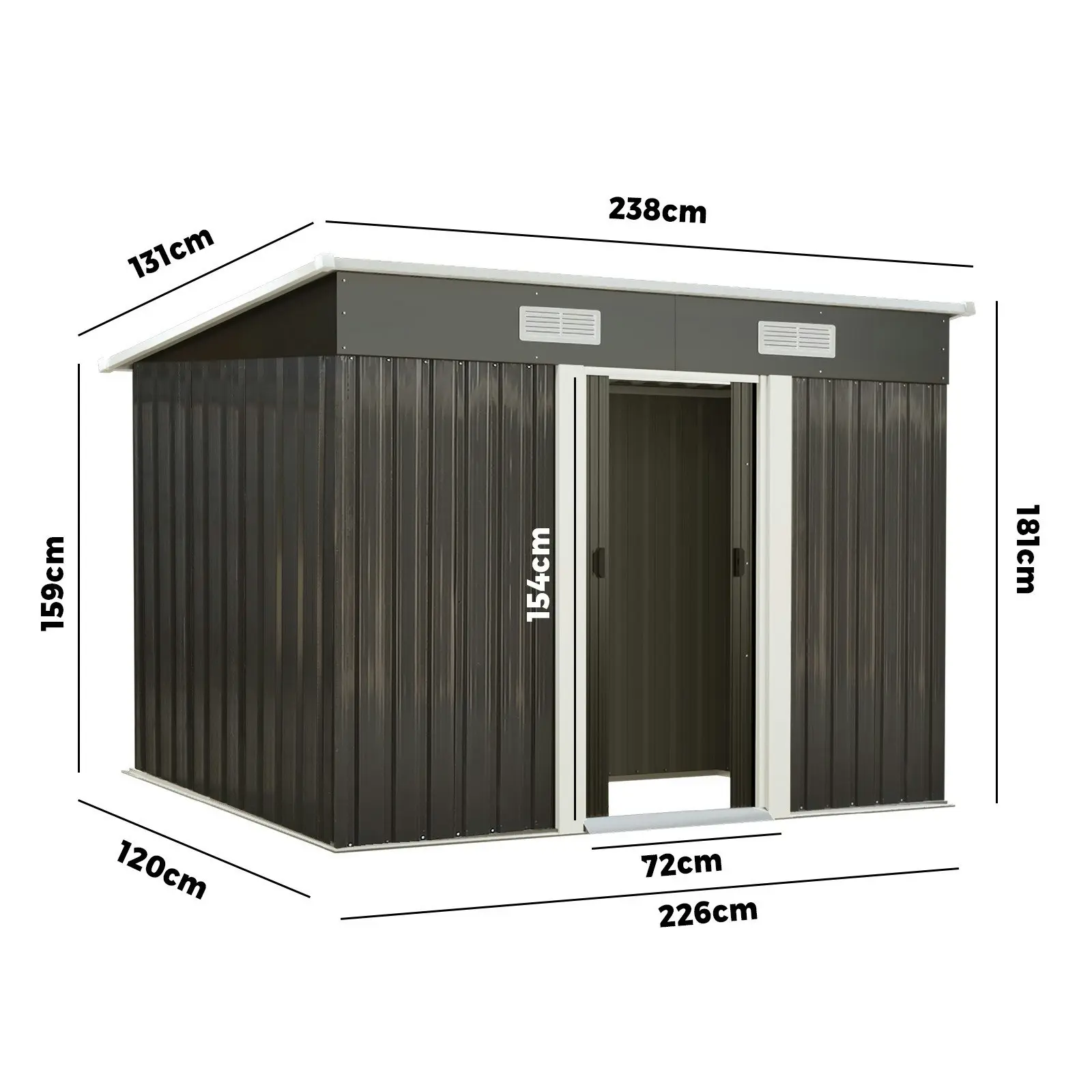 Livsip Garden Shed Outdoor Storage Sheds 2.38x1.31M Workshop Cabin Metal House