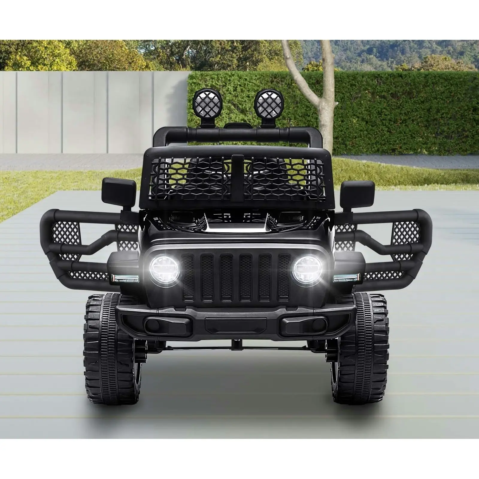 Mazam Kids Ride On Car 12V Black Electric Jeep Remote Vehicle Toy Cars Gift LED light