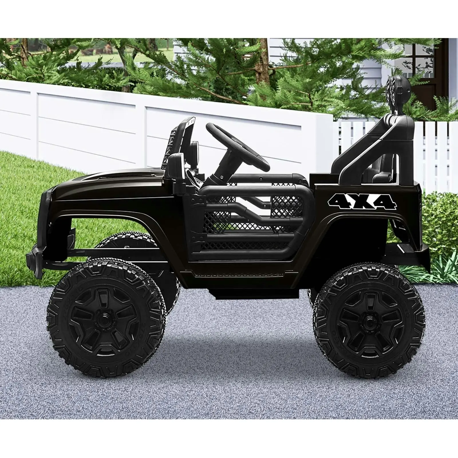 Mazam Kids Ride On Car 12V Black Electric Jeep Remote Vehicle Toy Cars Gift LED light