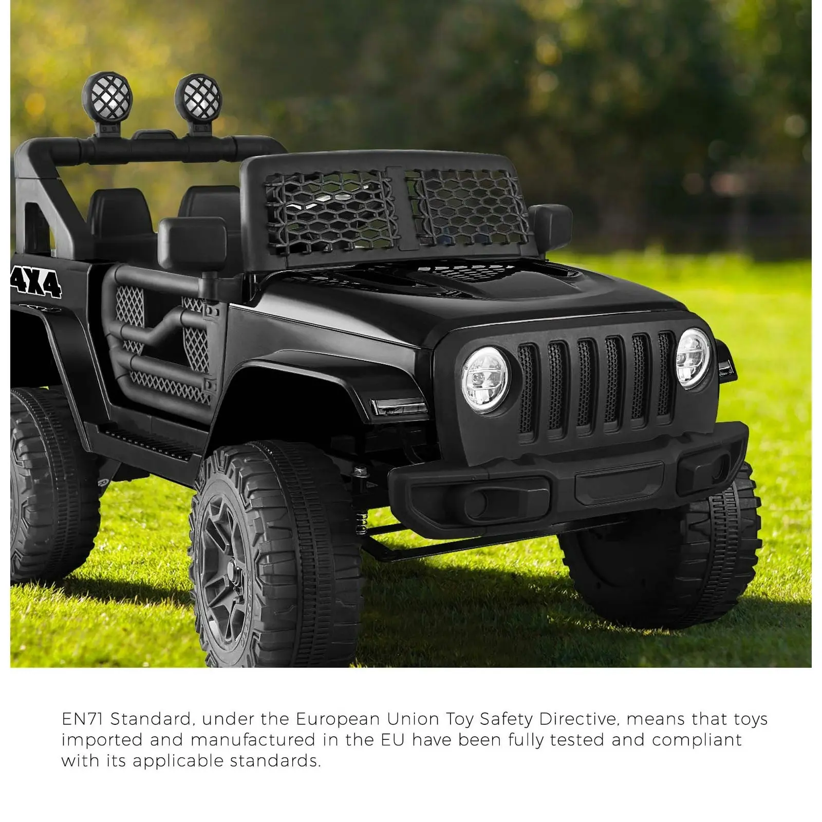 Mazam Kids Ride On Car 12V Black Electric Jeep Remote Vehicle Toy Cars Gift LED light