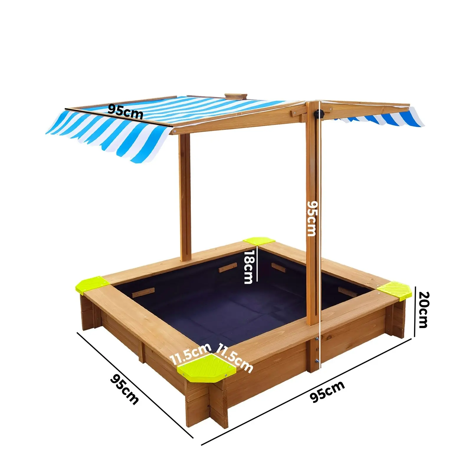 Mazam Kids Sandpit Wooden Sandbox Outdoor Toys Beach Play Box Children Adjustable Canopy