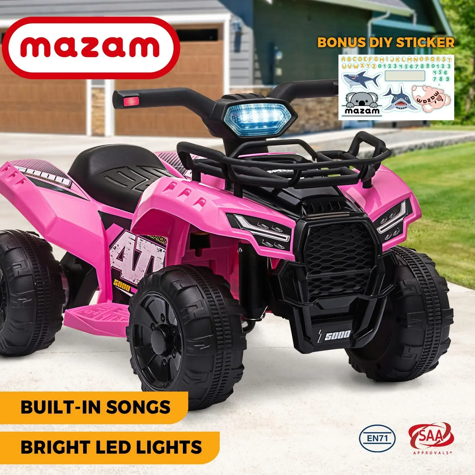 Mazam Ride On Car Electric ATV Bike Vehicle for Toddlers Kids Rechargeable Pink