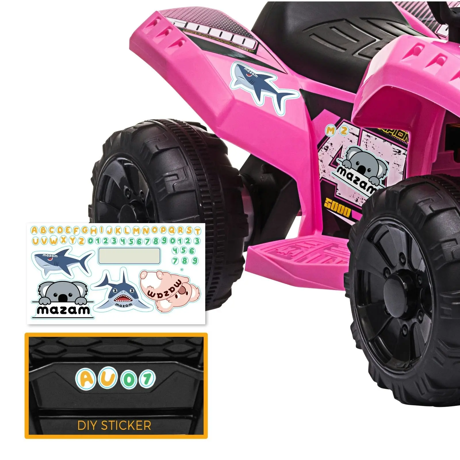 Mazam Ride On Car Electric ATV Bike Vehicle for Toddlers Kids Rechargeable Pink