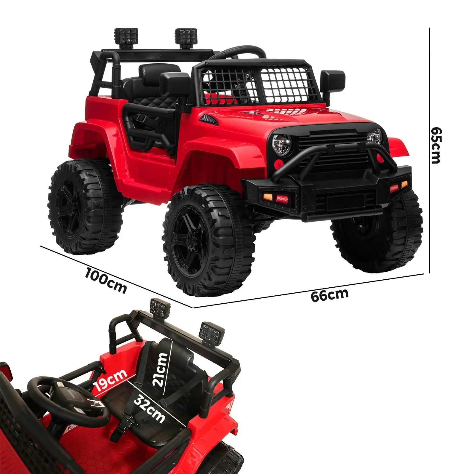 Mazam Ride On Car Electric Jeep Toy Remote Cars Kids Gift MP3 LED lights 12V Red