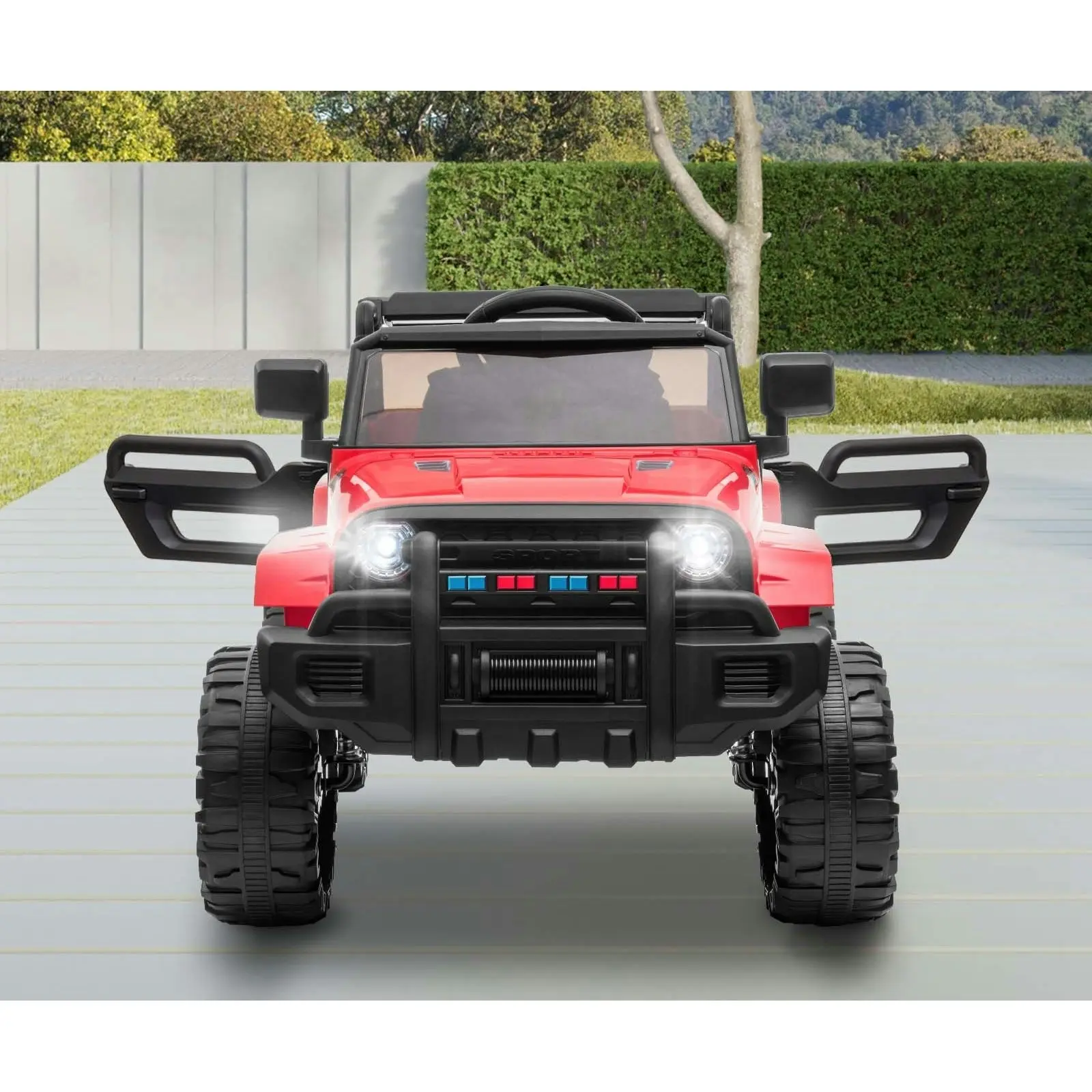 Mazam Ride On Car 12V Electric Jeep Toy Remote Cars Kids Gift MP3 LED lights Red