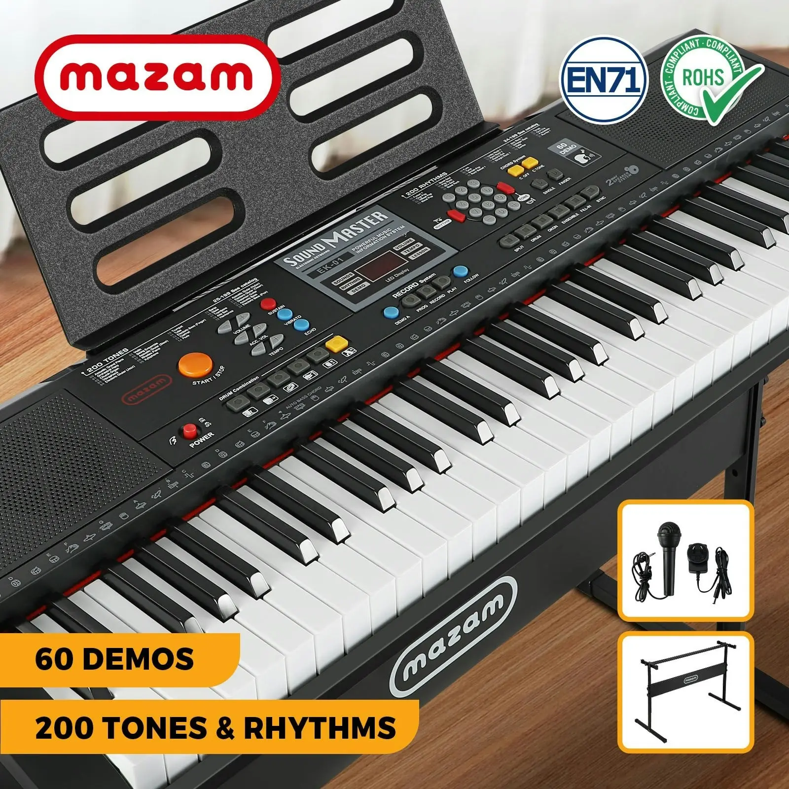 Mazam 61 Keys Electronic Piano Keyboard Electric Keyboards Beginner Kids Gift