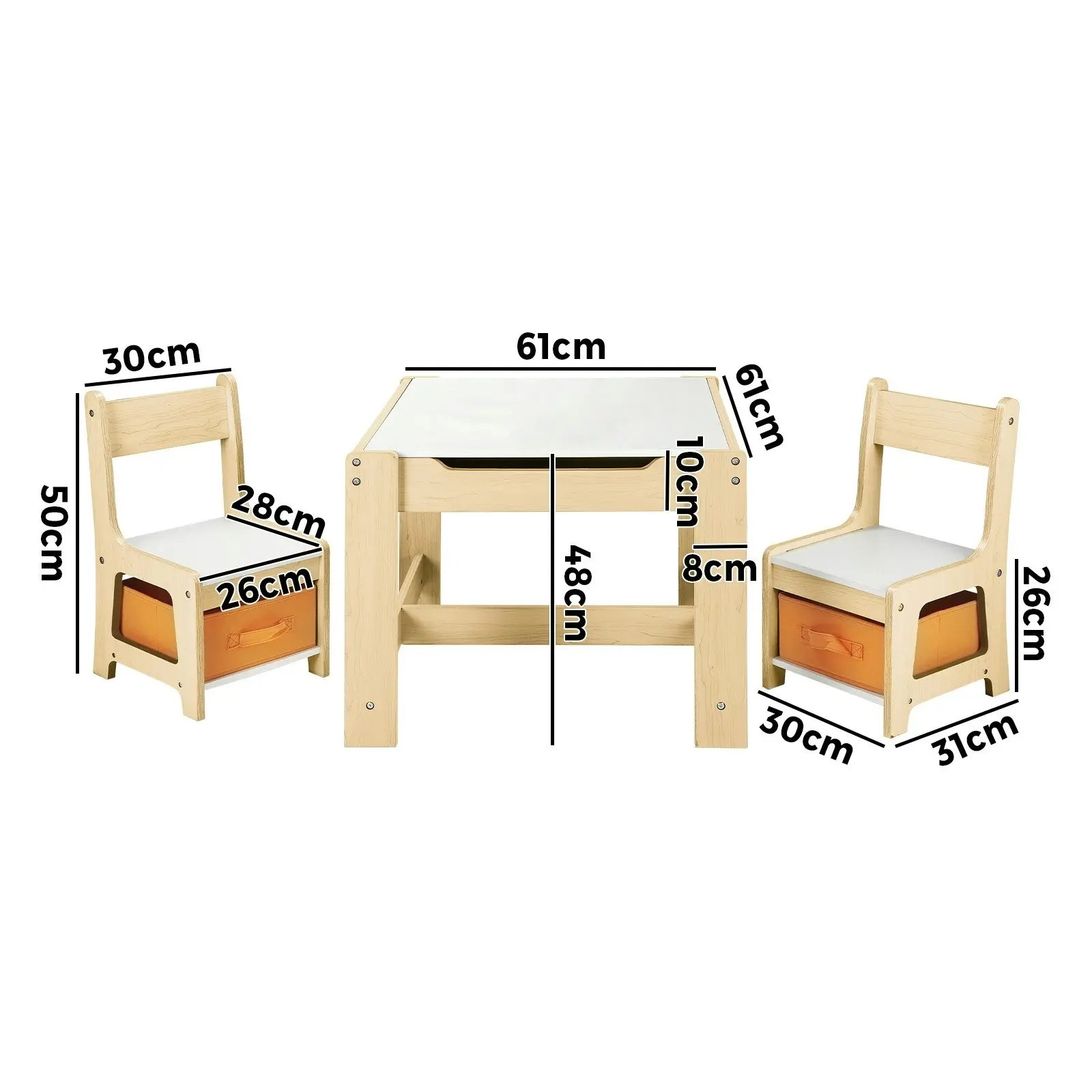 Oikiture Kids Table and Chairs Set Activity Play Study Desk Toys Storage Box