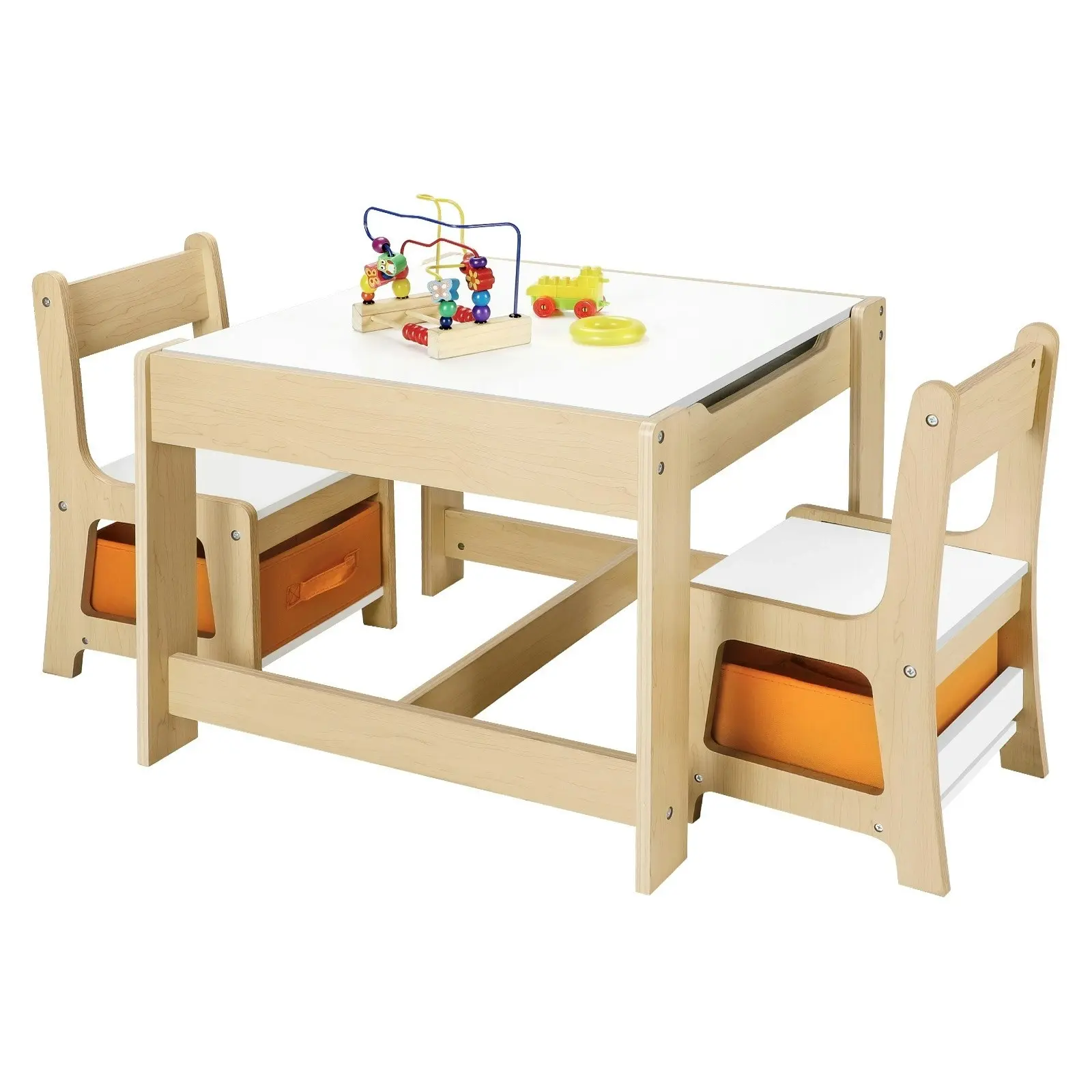 Oikiture Kids Table and Chairs Set Activity Play Study Desk Toys Storage Box