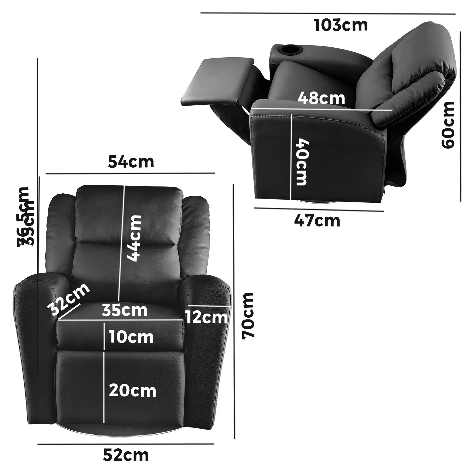 Oikiture Kids Recliner Chairs Rotatable Sofa Children Lounge PU Couch Armchair