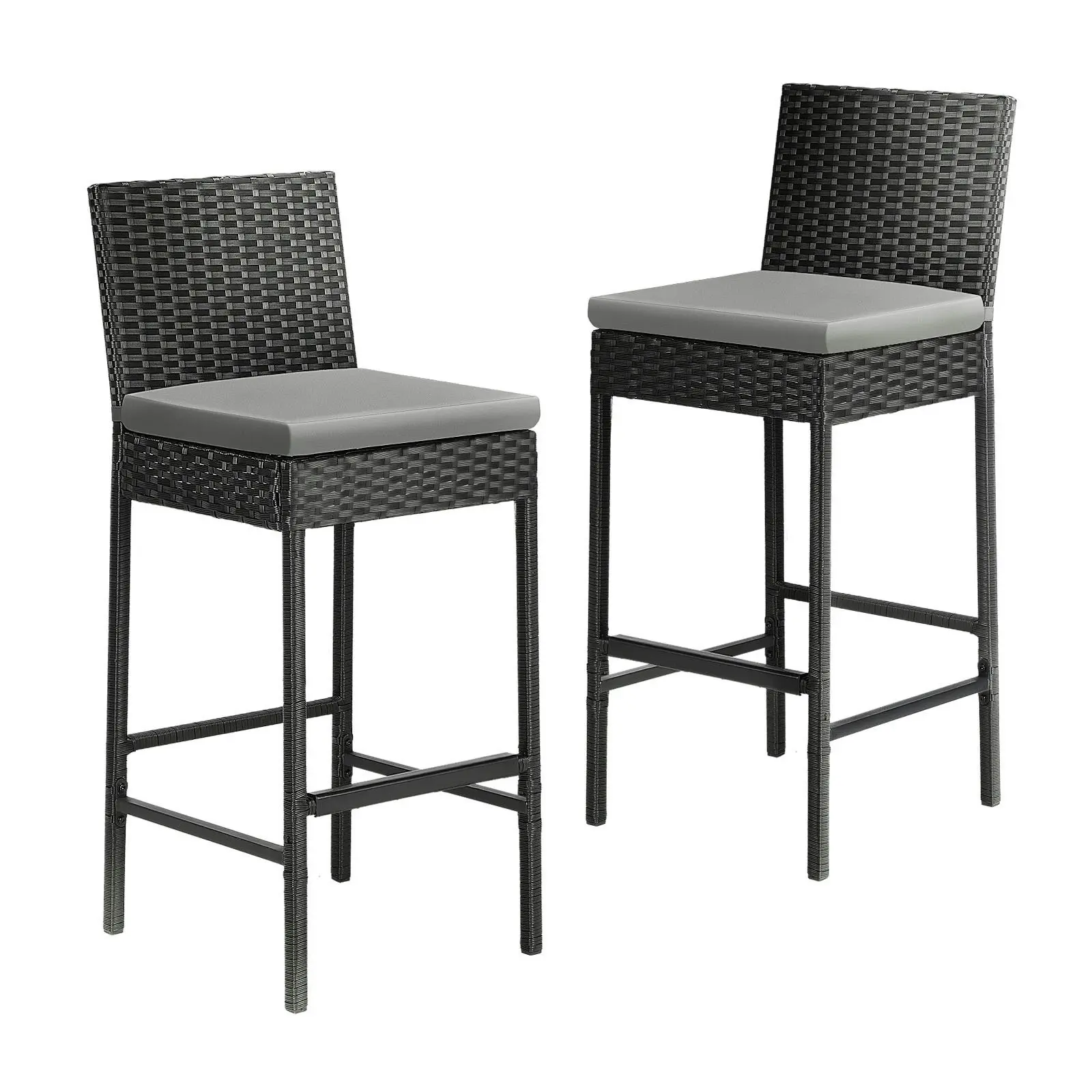 Livsip Outdoor Rattan Bar Stools Patio Dinning Chairs Cafe Garden Furniture 2X