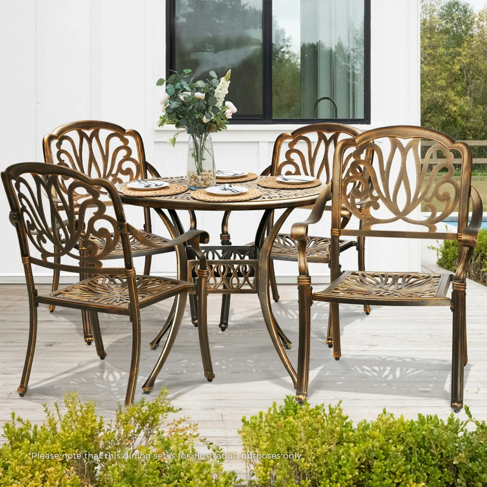 Livsip Outdoor Dining Chairs Cast Aluminium Patio Garden Furniture Set of 2