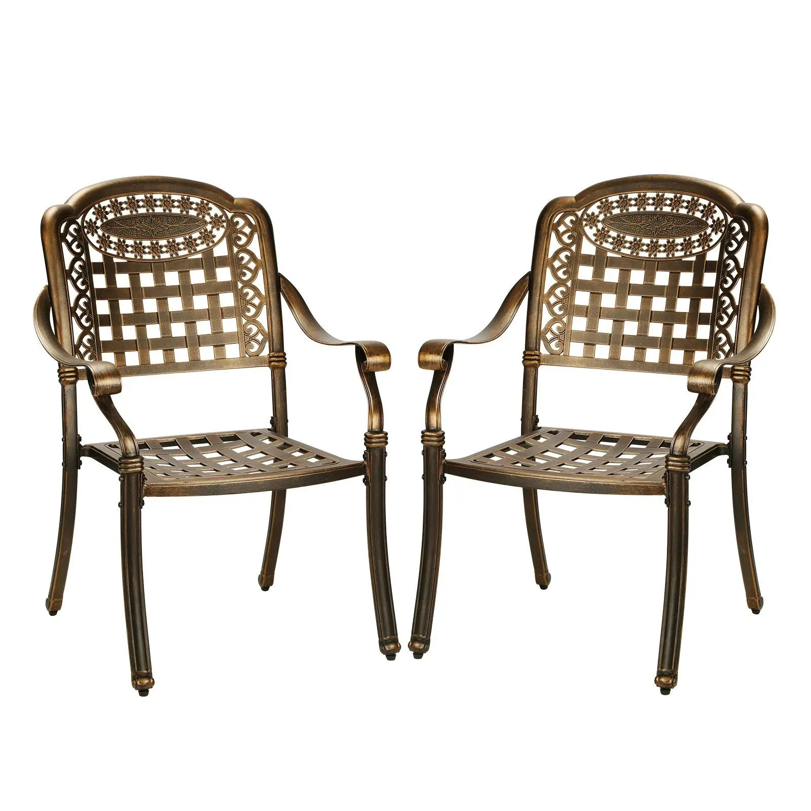 Livsip Outdoor Furniture Dining Chairs Cast Aluminium Garden Patio Chairs x2