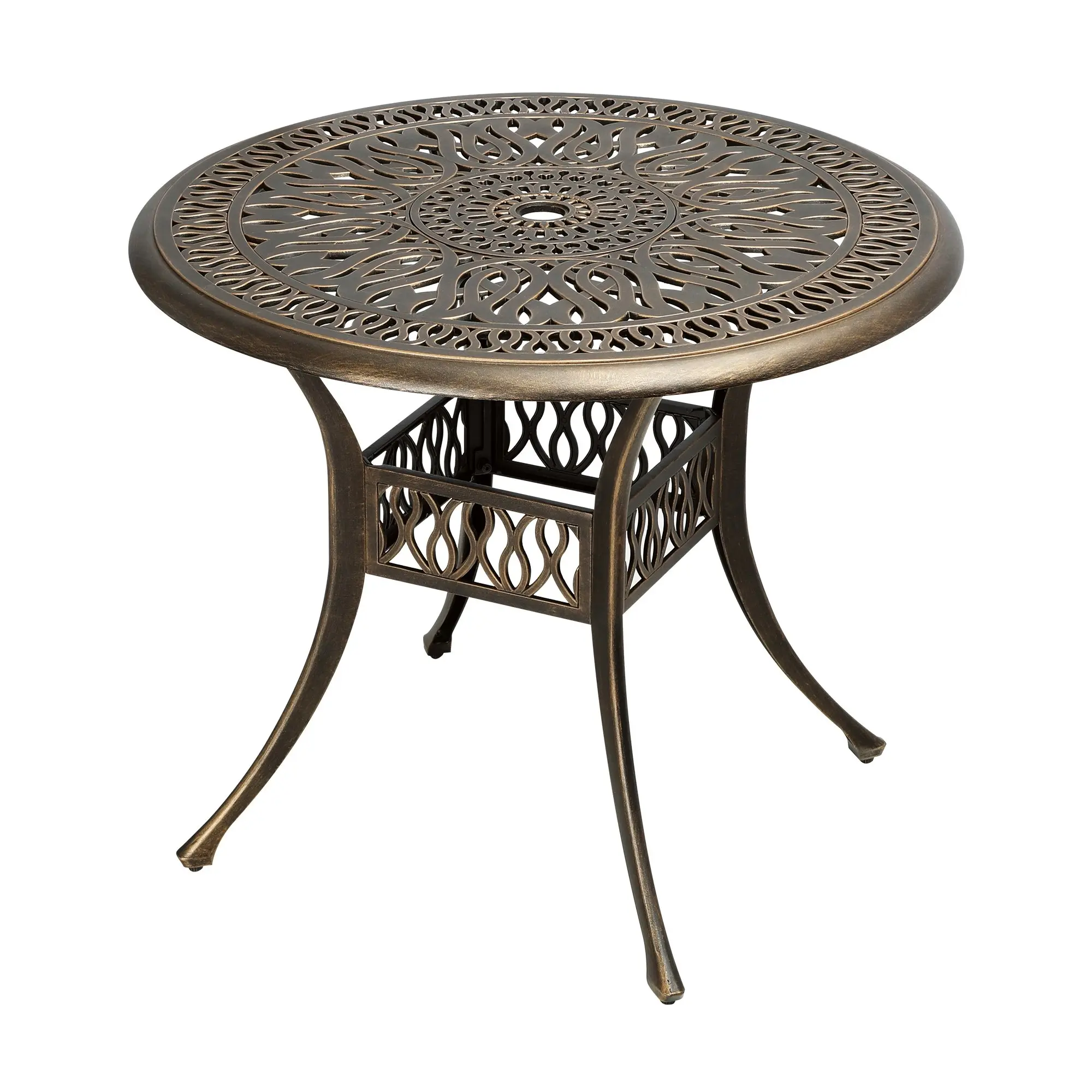 Livsip Garden Table Bronze Cast Aluminium Outdoor Patio Dining Side Table 75cm