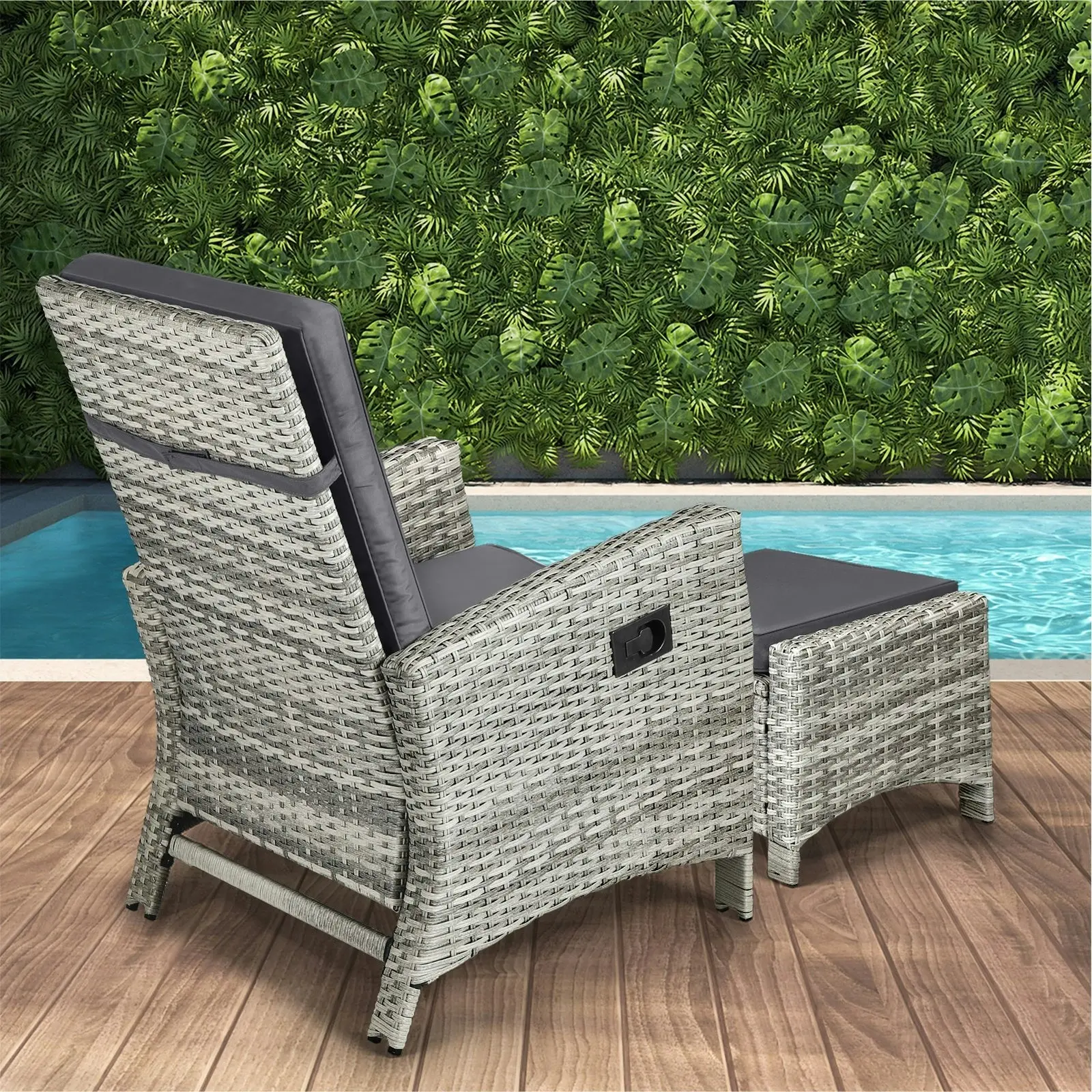 Livsip Recliner Chairs Outdoor Sun Lounger Setting Wicker Sofa Patio Furniture