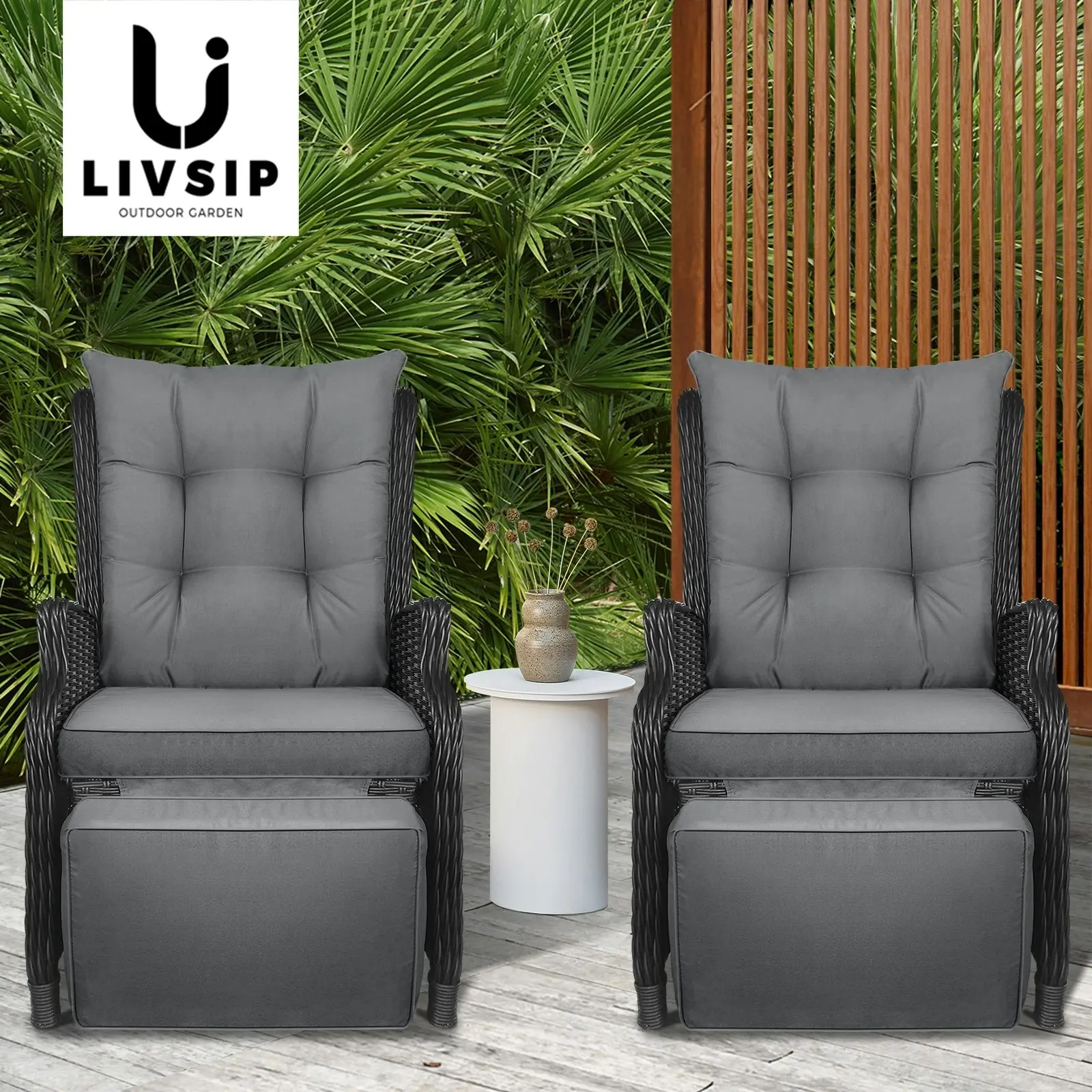 Livsip Outdoor Sun Lounge Garden Chairs Beach Chair Recliner Patio Furniture