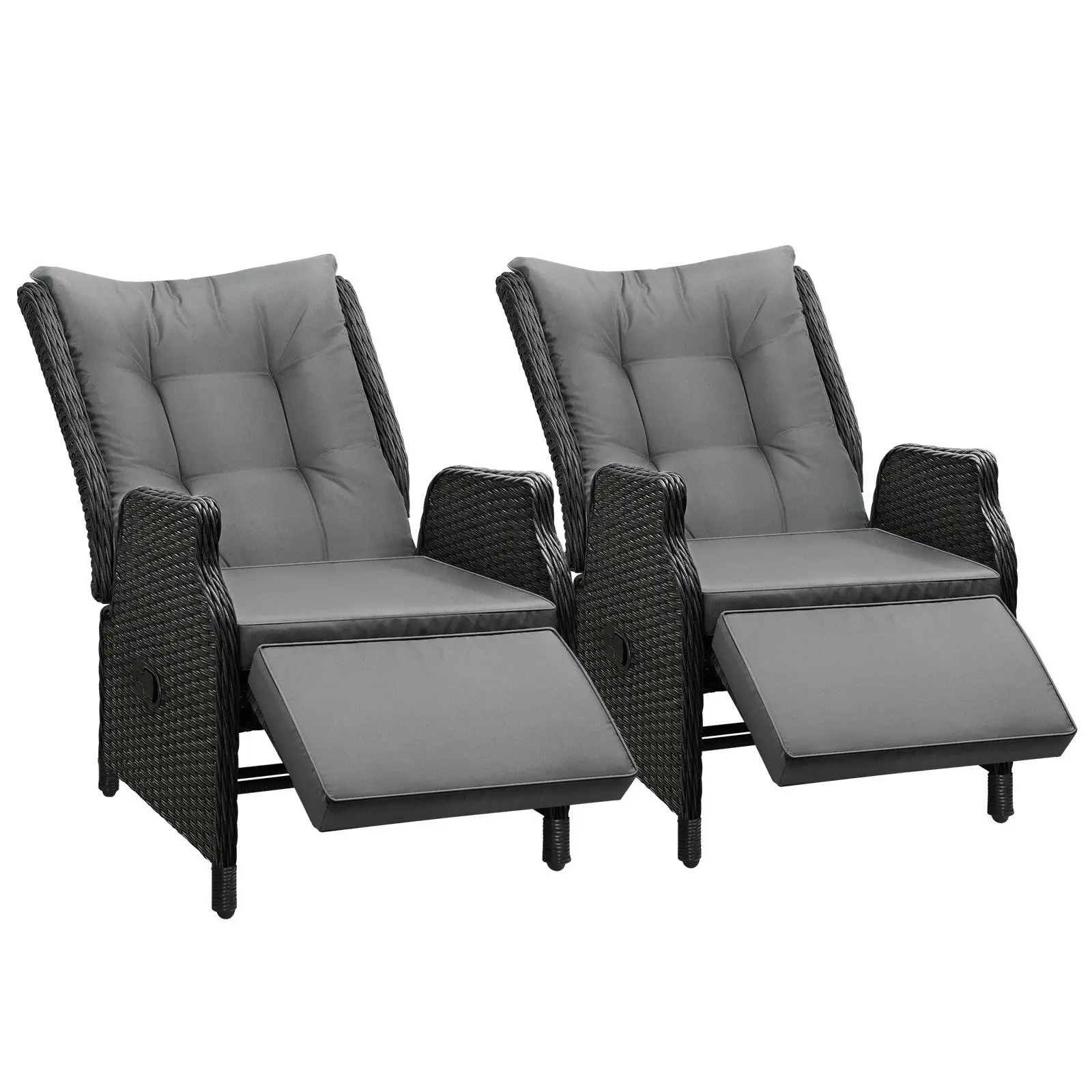 Livsip Sun Lounge Recliner Chairs Outdoor Furniture Patio Wicker Sofa 2 Piece