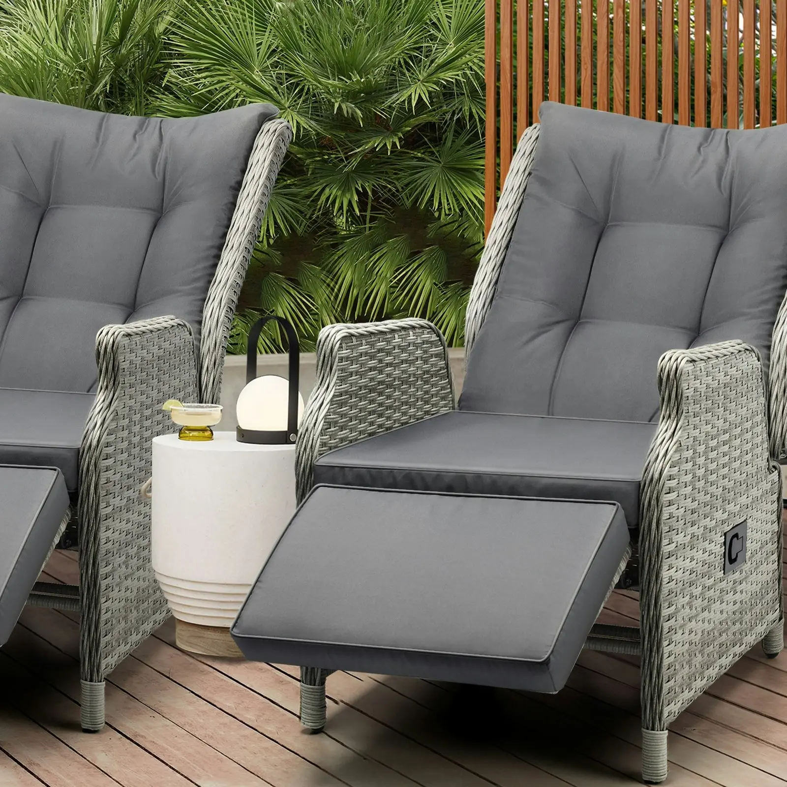 Livsip Recliner Chairs Outdoor Sun Lounge Wicker Garden Sofa Patio Furniture