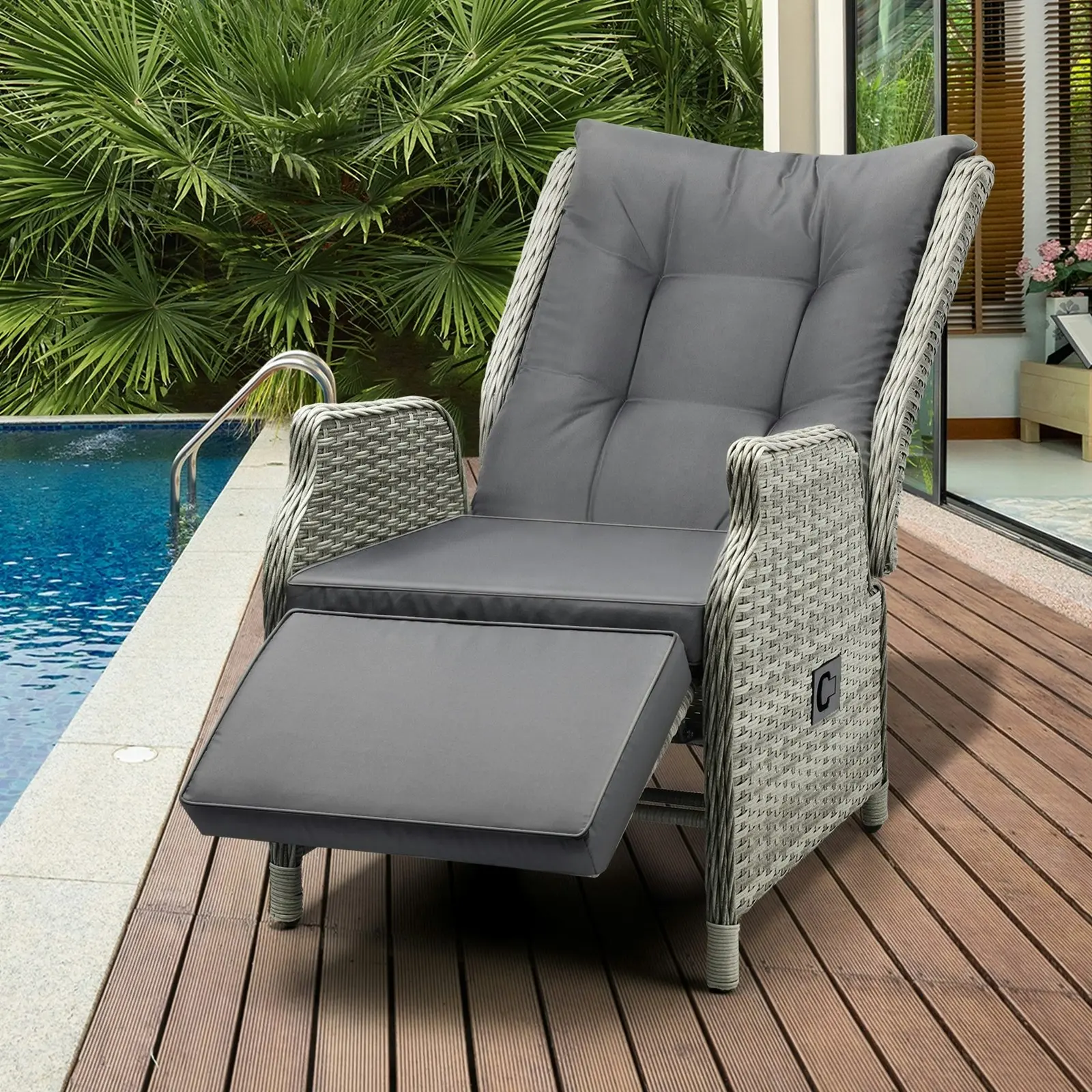 Livsip Recliner Chairs Outdoor Sun Lounge Wicker Garden Sofa Patio Furniture