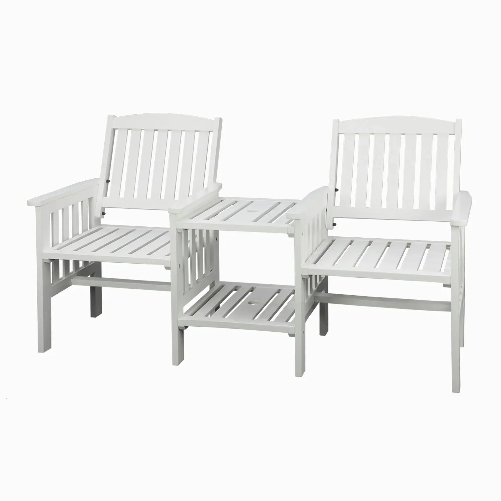 Livsip Wooden Garden Bench 2 Seat Chair & Table Outdoor Park Patio Furniture