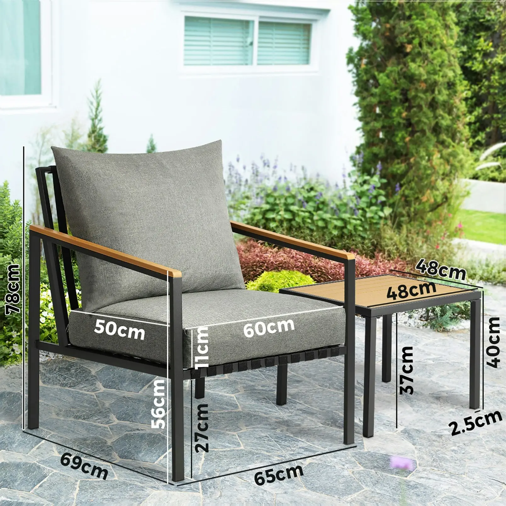 Livsip Outdoor Furniture 3 Piece Setting Garden Bistro Set Dining Chairs Patio