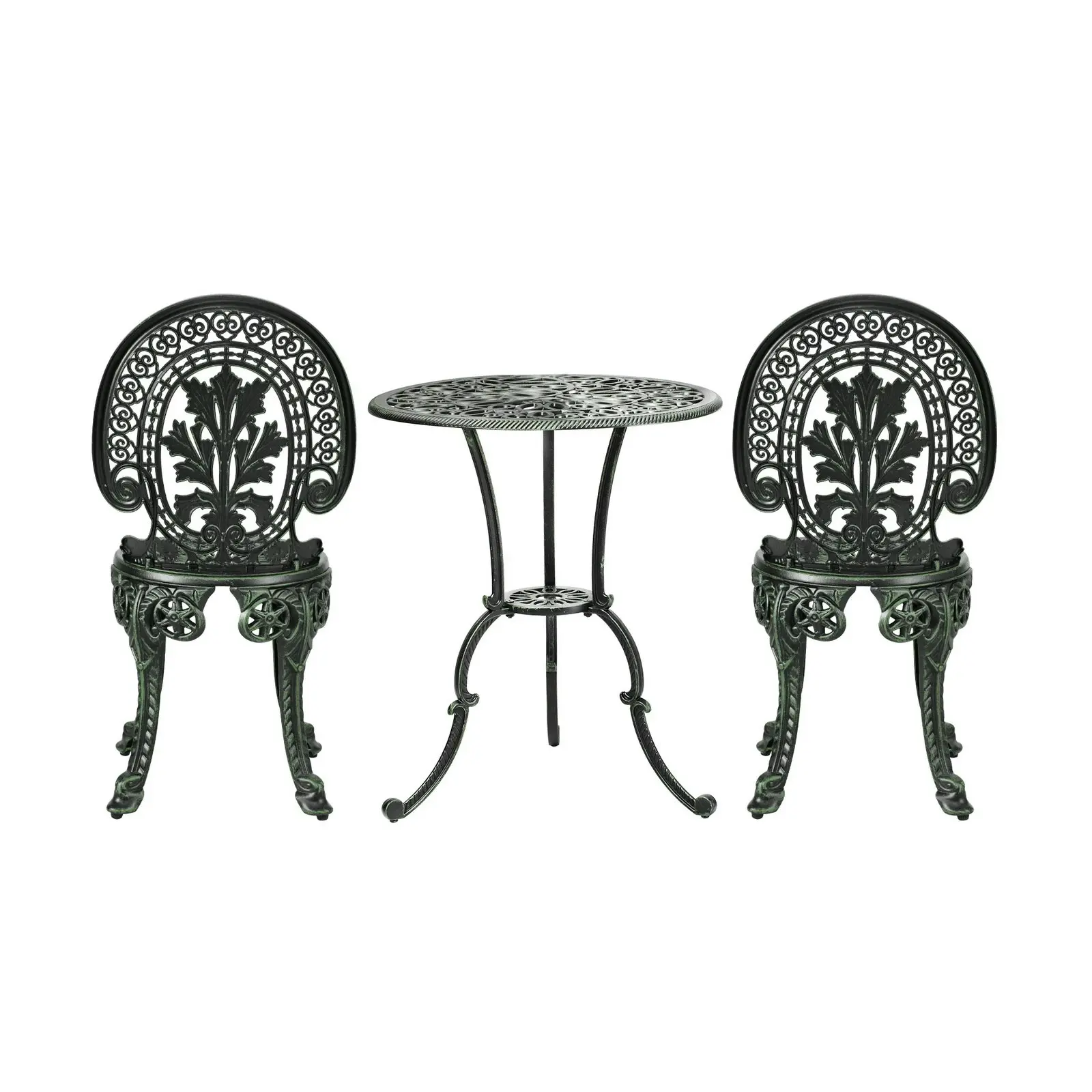 Livsip Bistro Setting Outdoor Cast Aluminium Table Chair Garden Furniture 3Piece