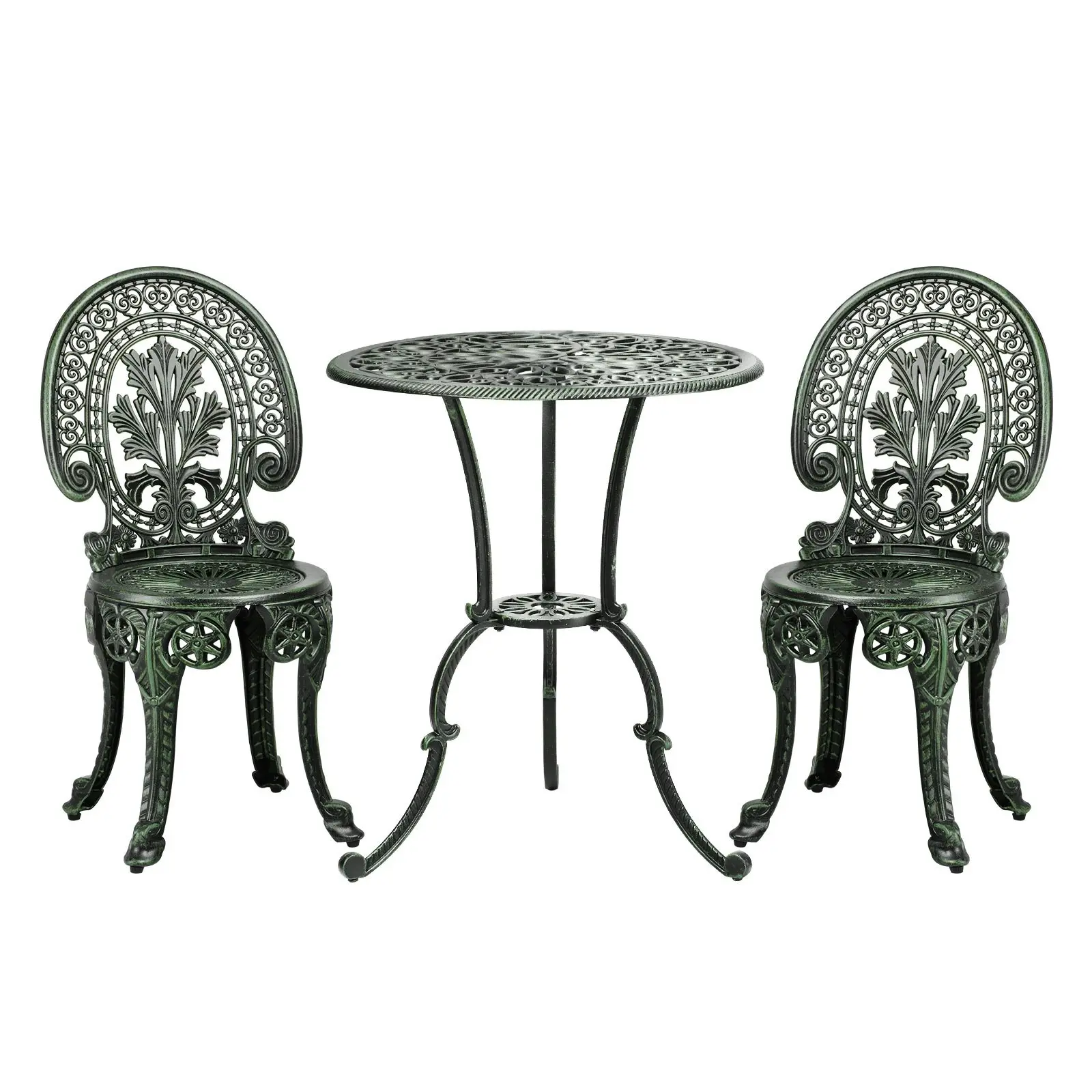 Livsip Bistro Setting Outdoor Cast Aluminium Table Chair Garden Furniture 3Piece