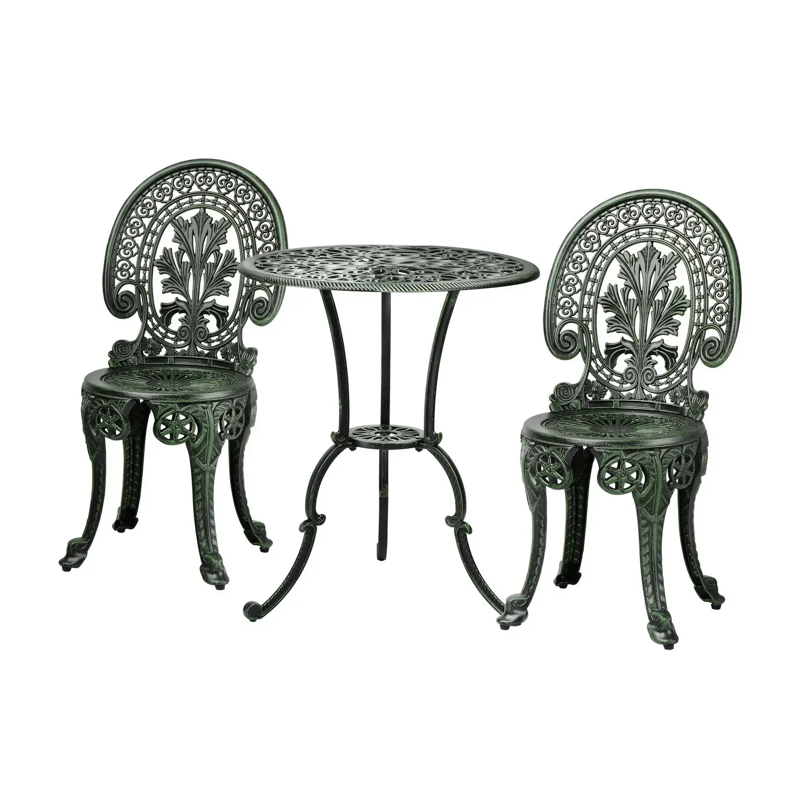 Livsip Bistro Setting Outdoor Cast Aluminium Table Chair Garden Furniture 3Piece