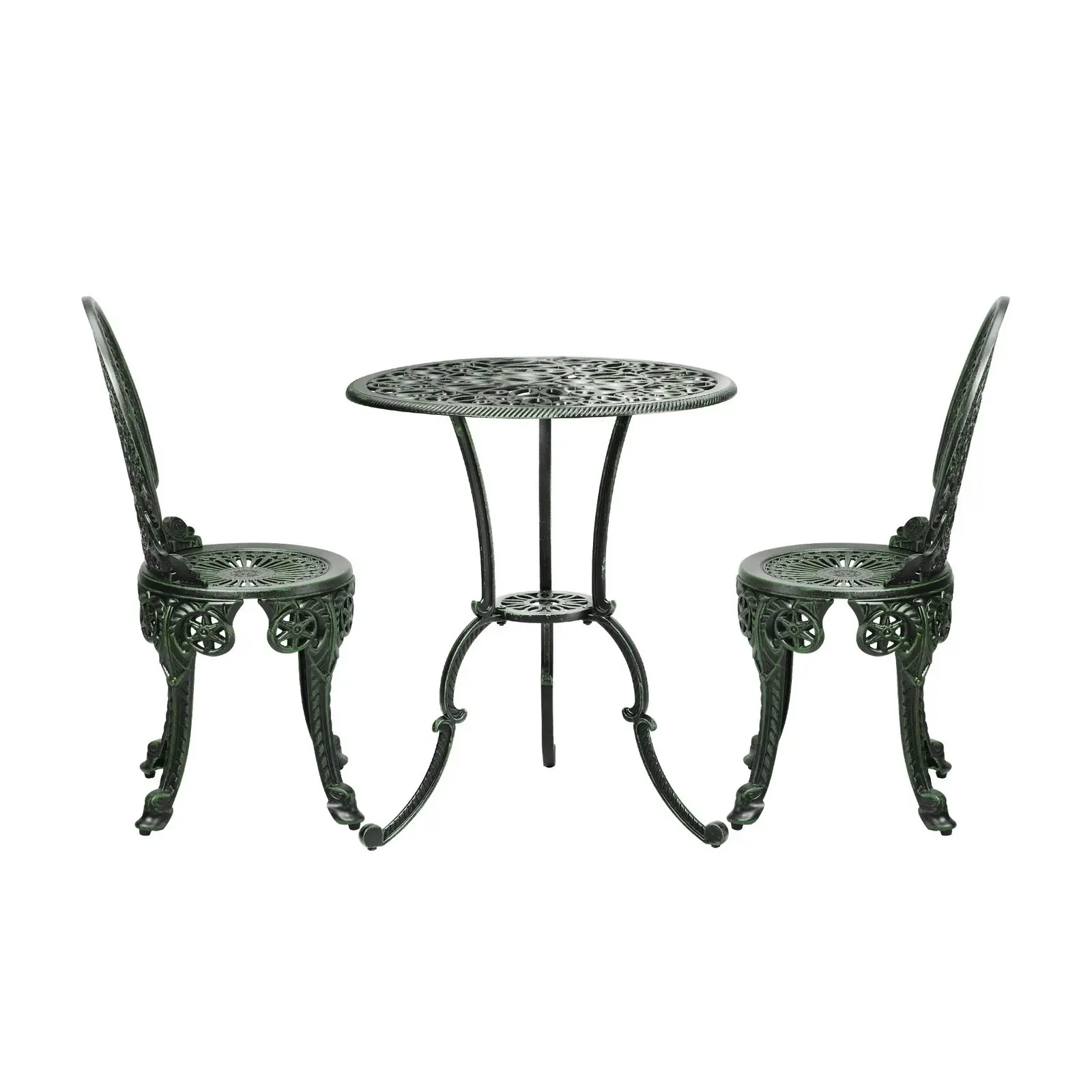 Livsip Bistro Setting Outdoor Cast Aluminium Table Chair Garden Furniture 3Piece