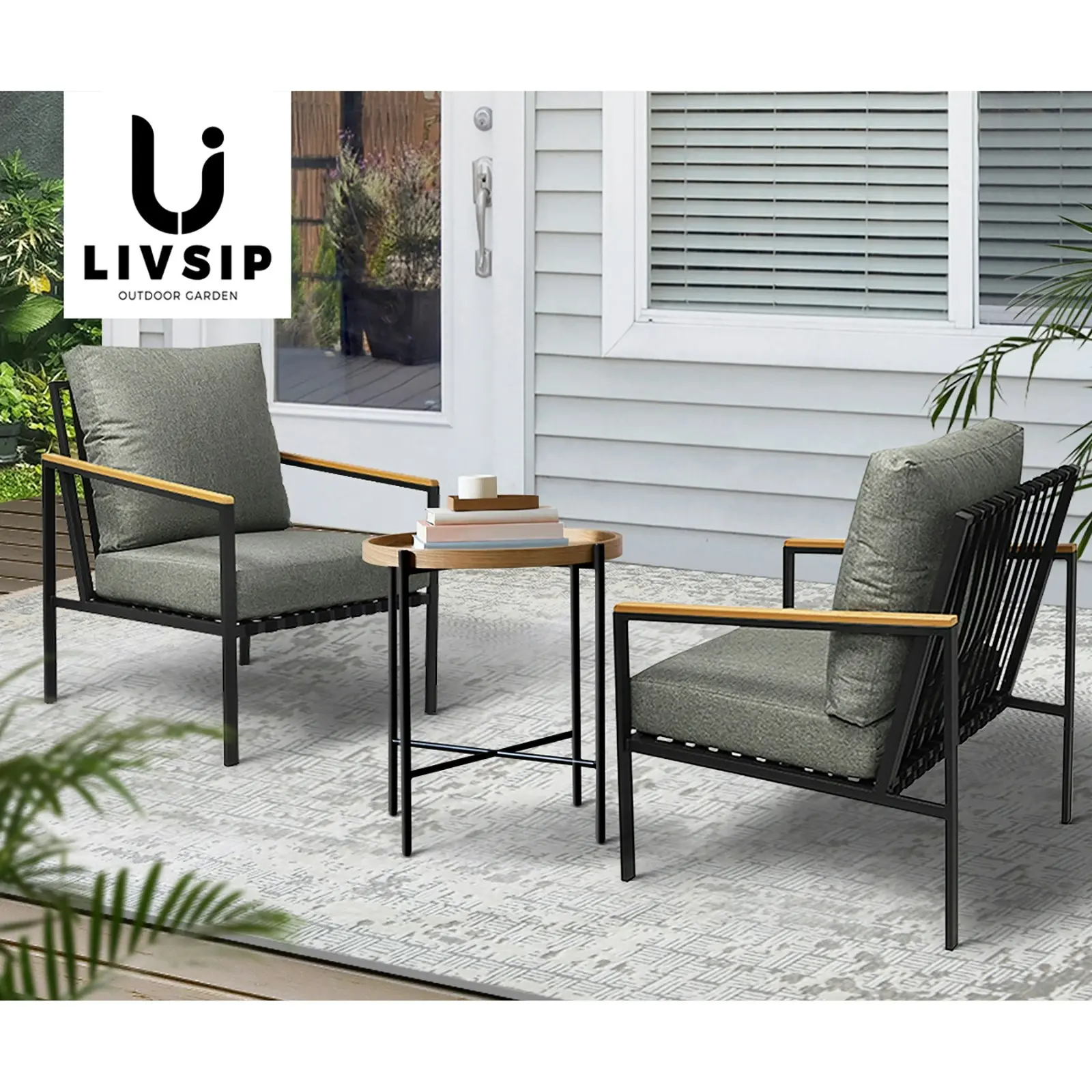 Livsip Outdoor Lounge Dining Chairs Patio Furniture Lounge Setting Set of 2