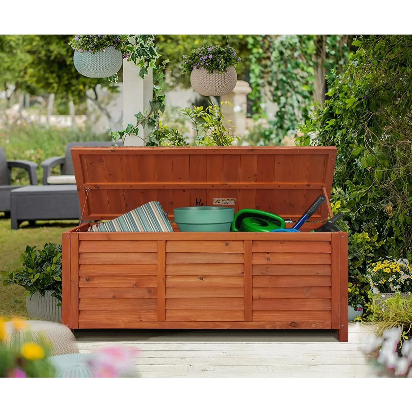 Livsip Outdoor Storage Box Garden Bench Wooden Chest Toy Tool Chair Furniture