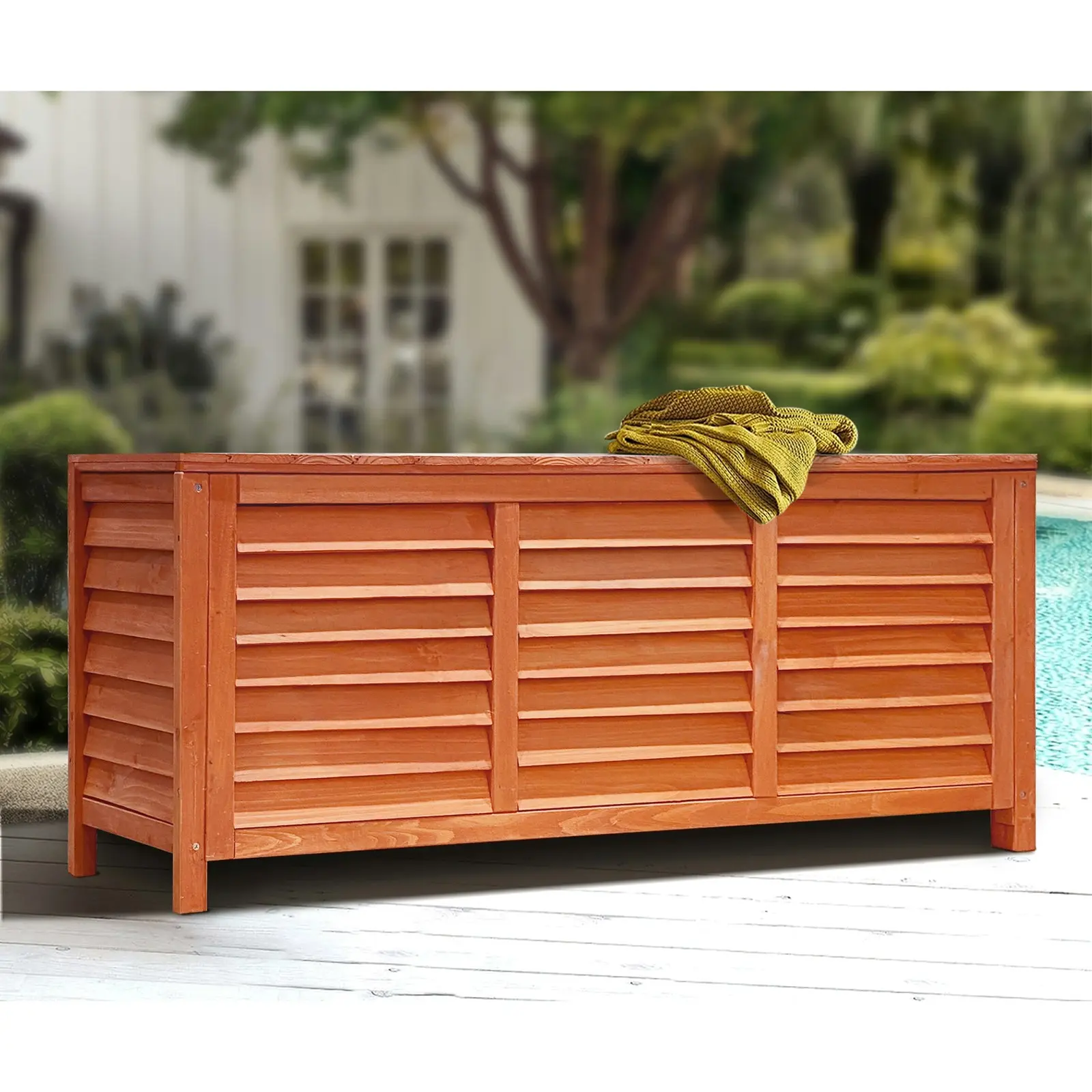 Livsip Outdoor Storage Box Garden Bench Wooden Chest Toy Tool Chair Furniture