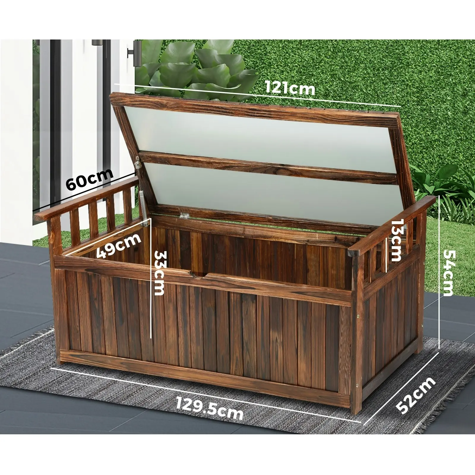 Livsip Outdoor Storage Box Garden Bench Wooden Chest Tool Container Cabinet XL