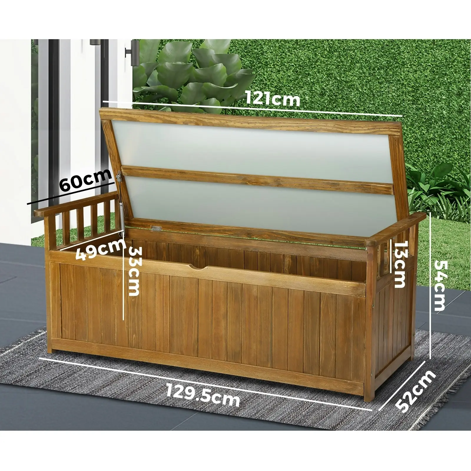 Livsip Outdoor Storage Box Garden Bench Wooden Container Chest Toy Cabinet XL