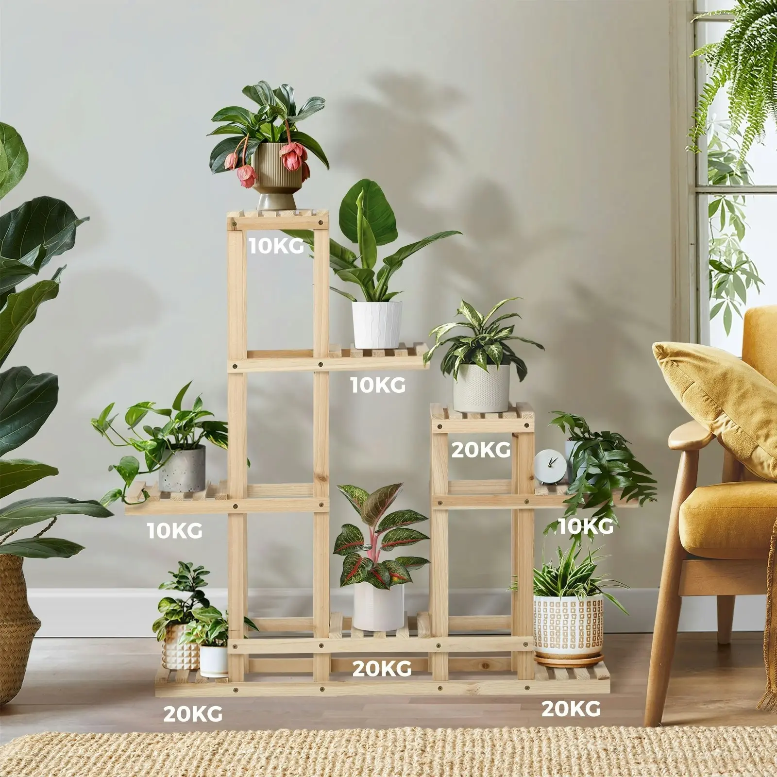 Livsip Plant Stand 6 Tiers Flower Pot Planter Corner Shelf Wooden Shelving DIY