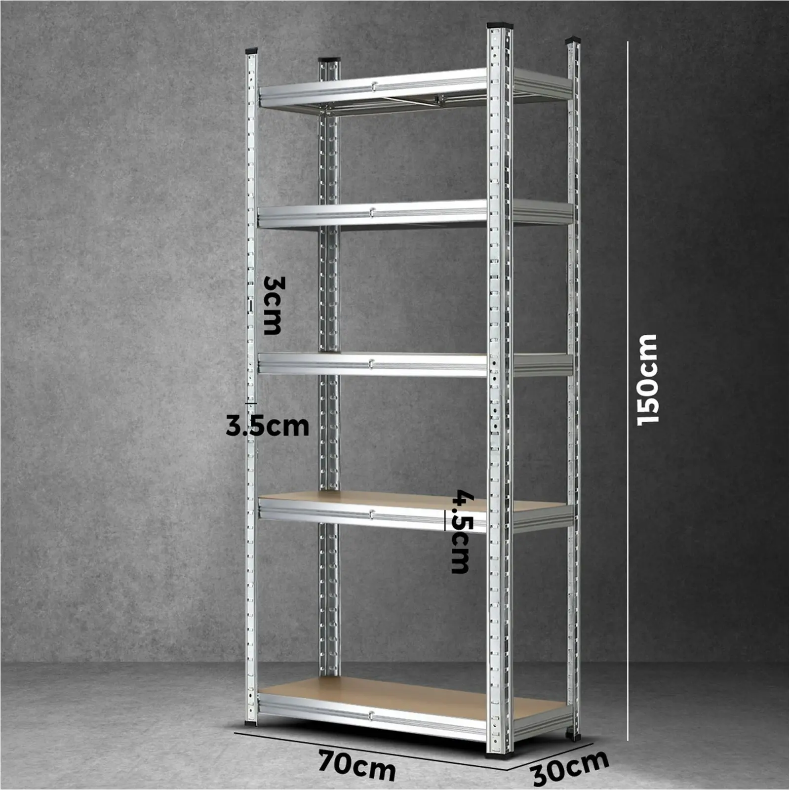 Sharptoo Garage Shelving Shelves Warehouse Storage Rack Steel Pallet Racking 1.5m Silver