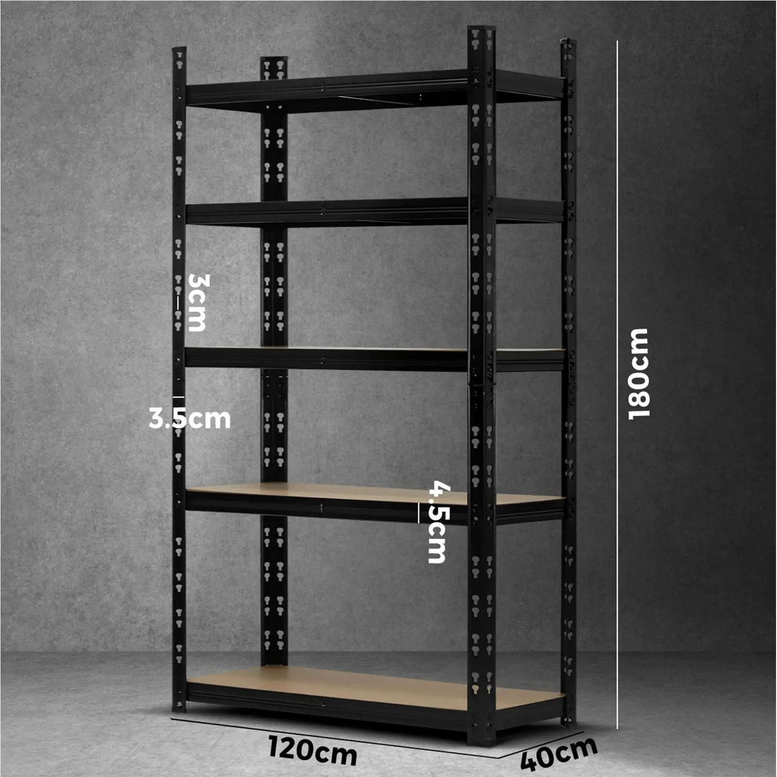 Sharptoo Garage Shelving Warehouse Shelves Storage Rack Pallet Racking 1.8*1.2m Black