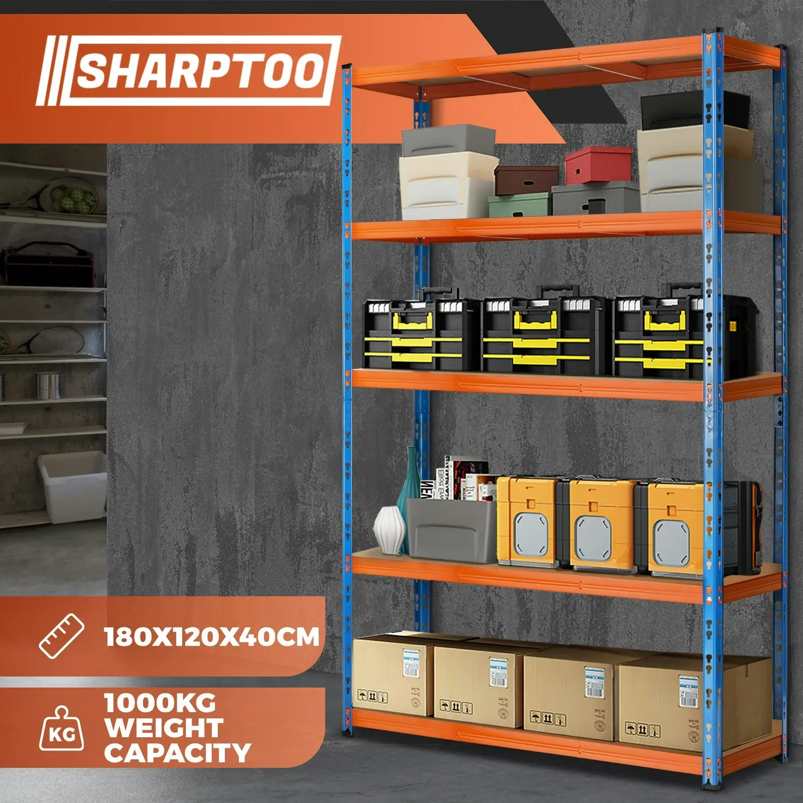 Sharptoo Garage Shelving Warehouse Shelves Storage Rack Pallet Racking 1.8*1.2m Orange