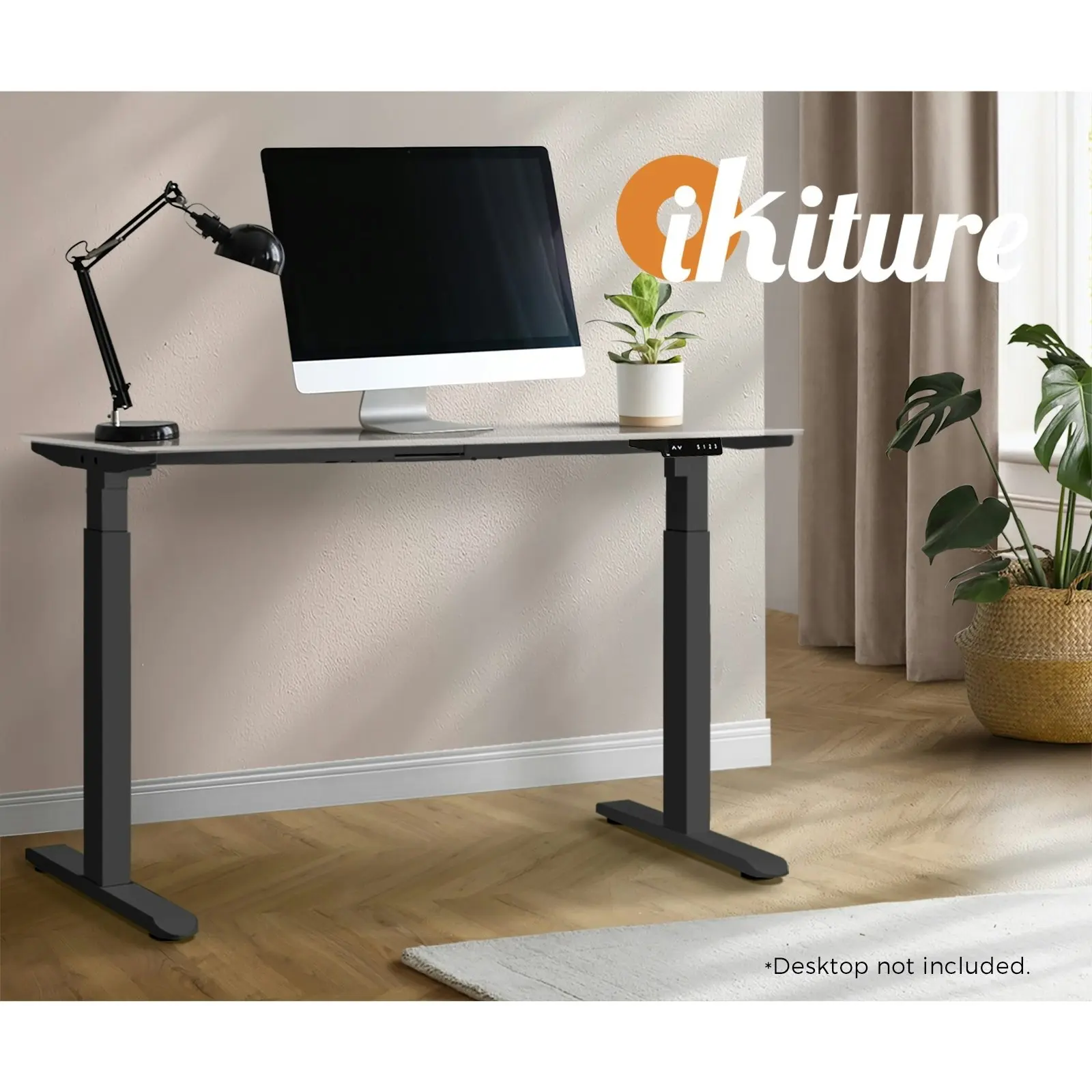 Oikiture Standing Desk Frame Only Dual Motor Height Adjustable Motorised Desk Black