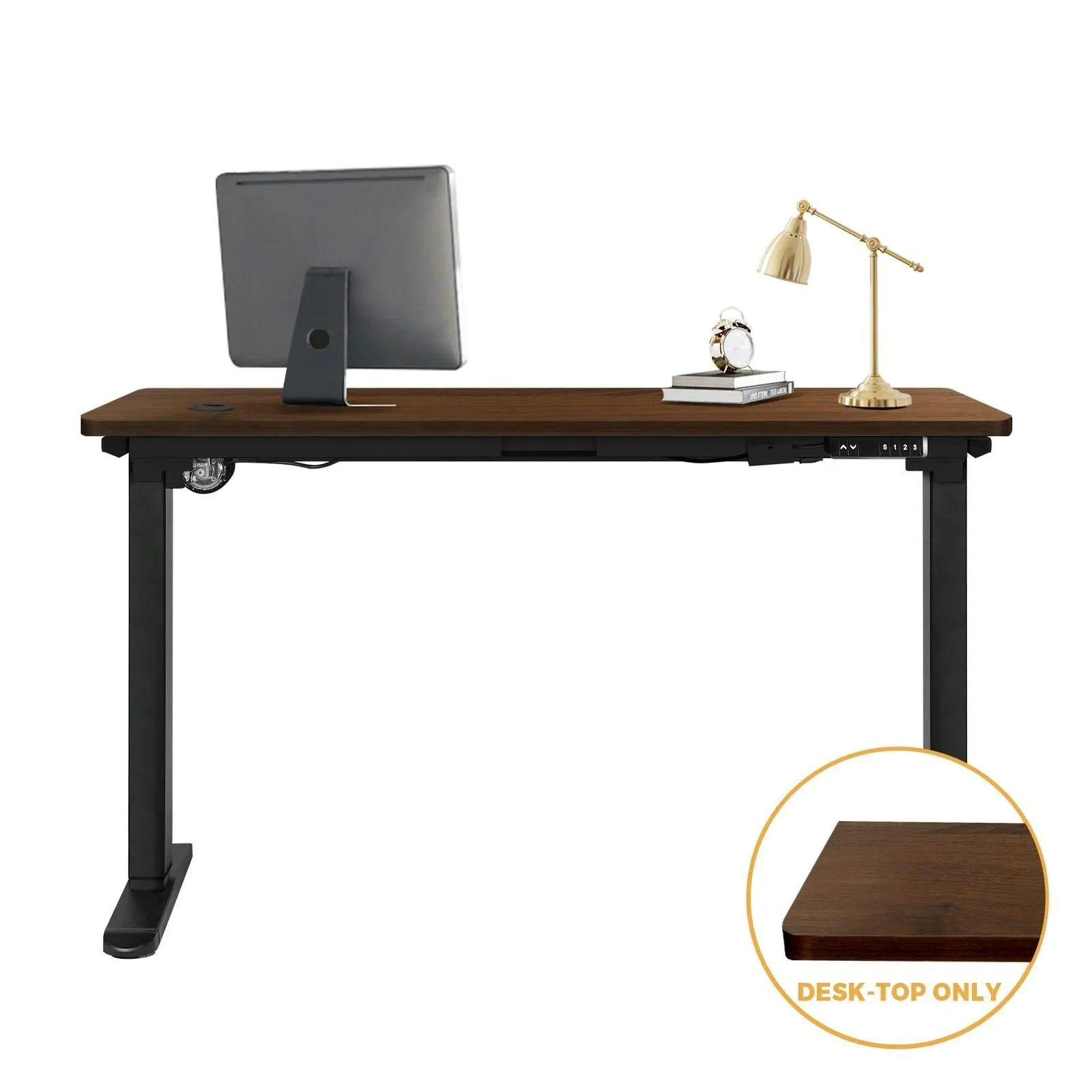 Oikiture 140cm Desk Top Electric Desk Board Computer Table Walnut