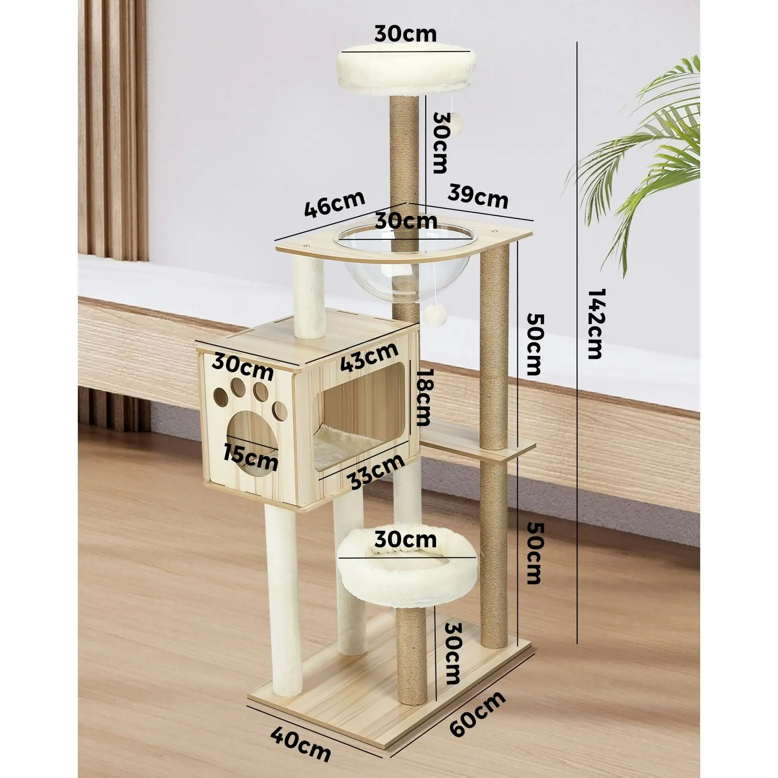 Alopet Cat Tree Tower Scratching Post Scratcher Cats Condo House Bed Furniture