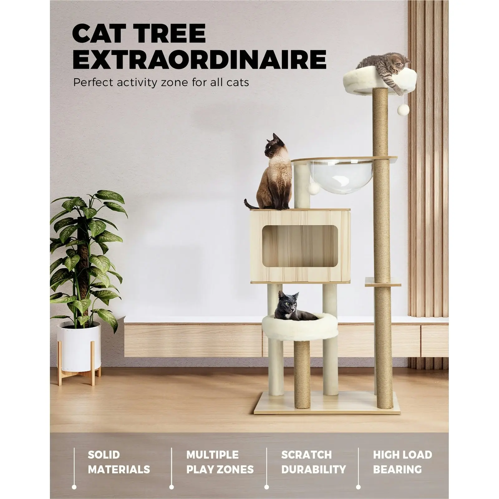 Alopet Cat Tree Tower Scratching Post Scratcher Cats Condo House Bed Furniture