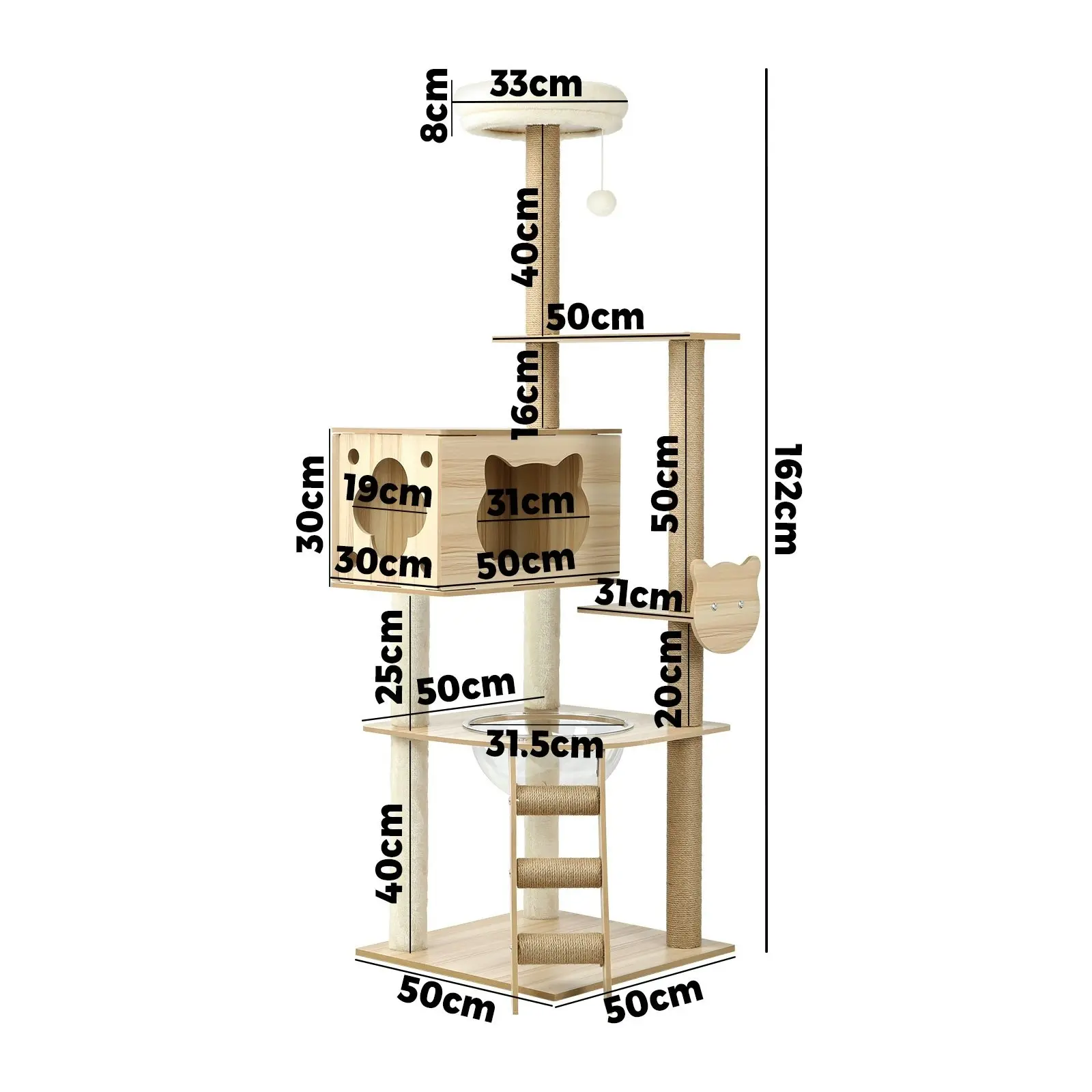 Alopet Cat Tree Scratching Post Scratcher Tower Wood Condo House Beds Furniture