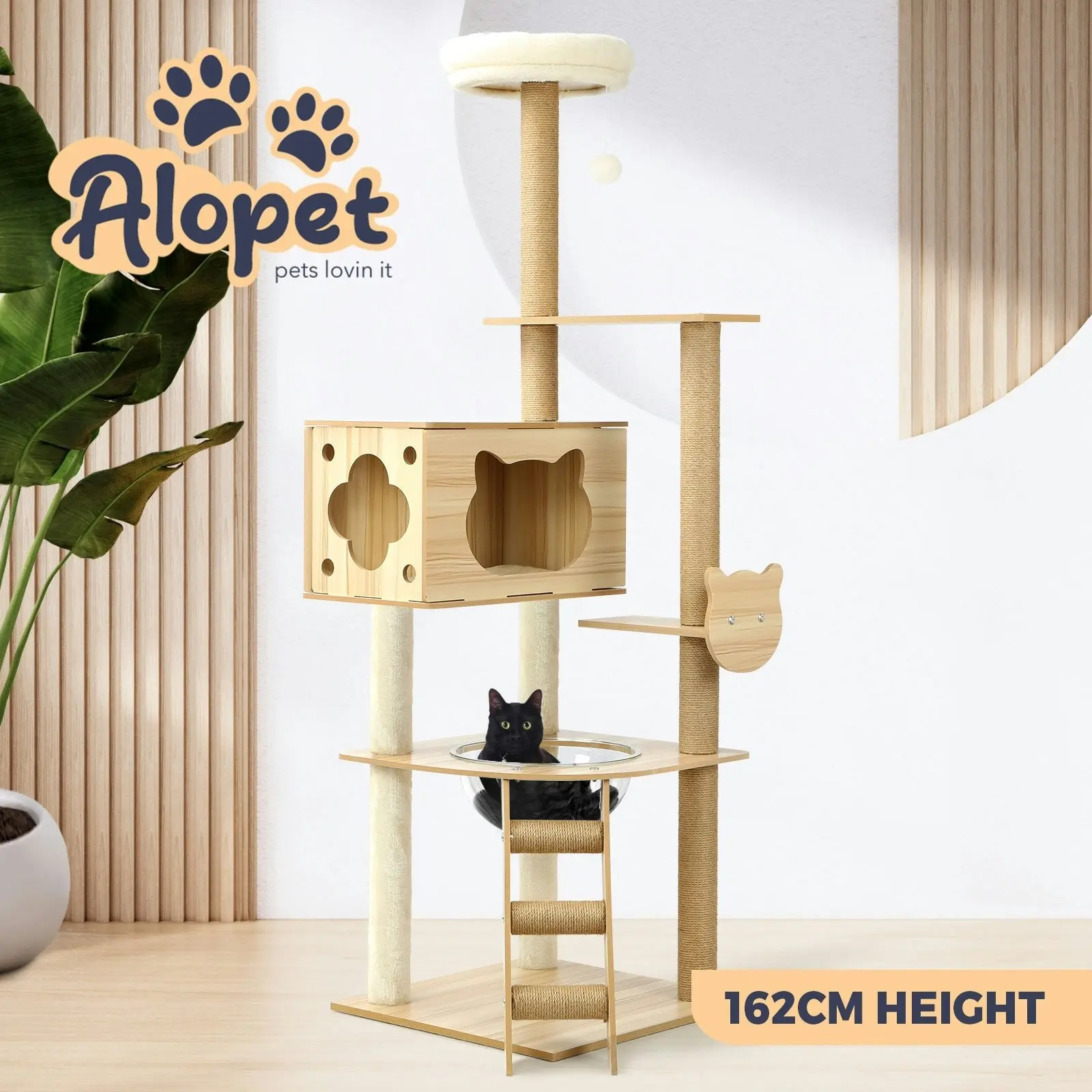 Alopet Cat Tree Scratching Post Scratcher Tower Wood Condo House Beds Furniture